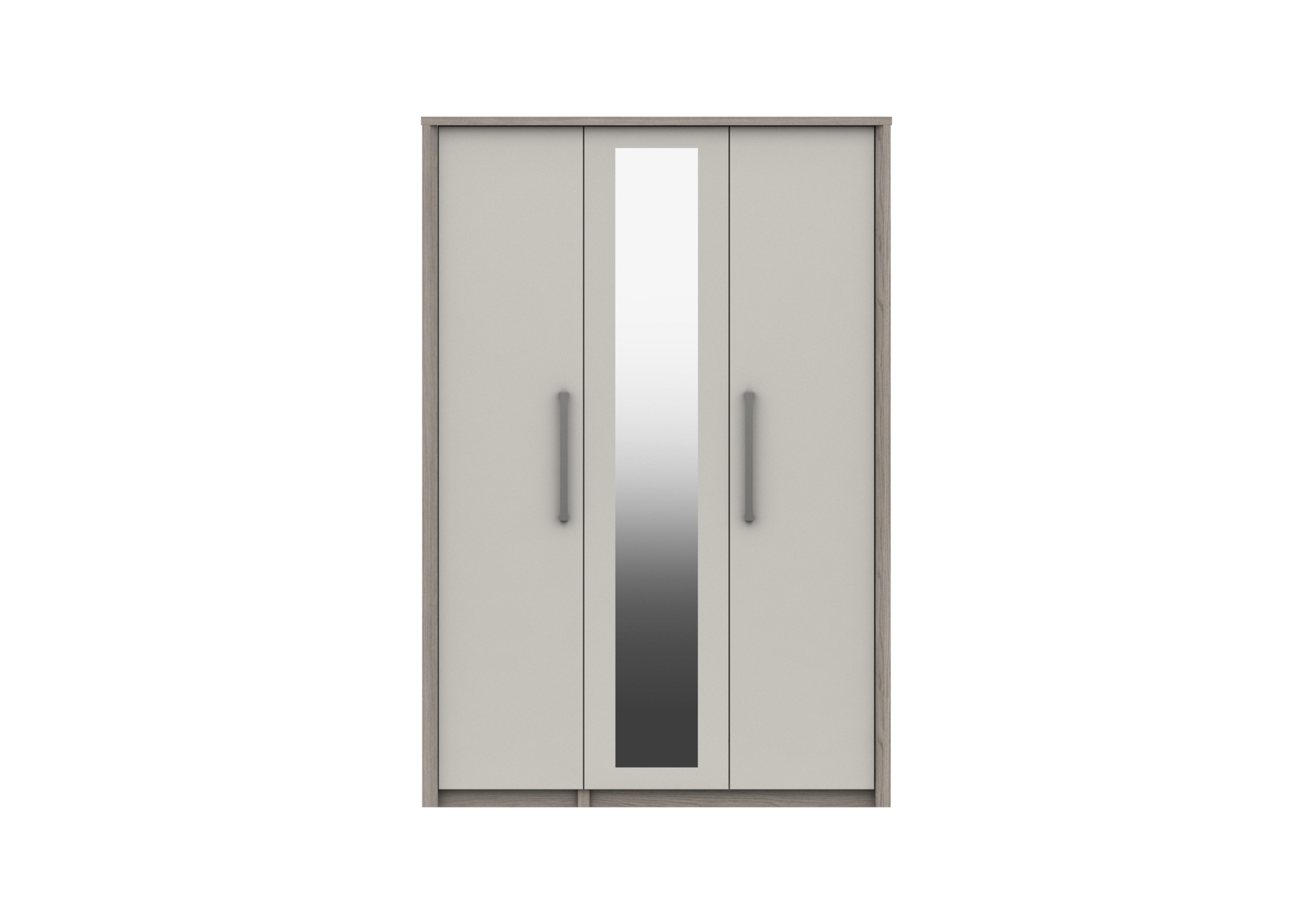 Euston 3 Door Wardrobe with Mirror in Grey Oak / White Grey Gloss on Furniture Village