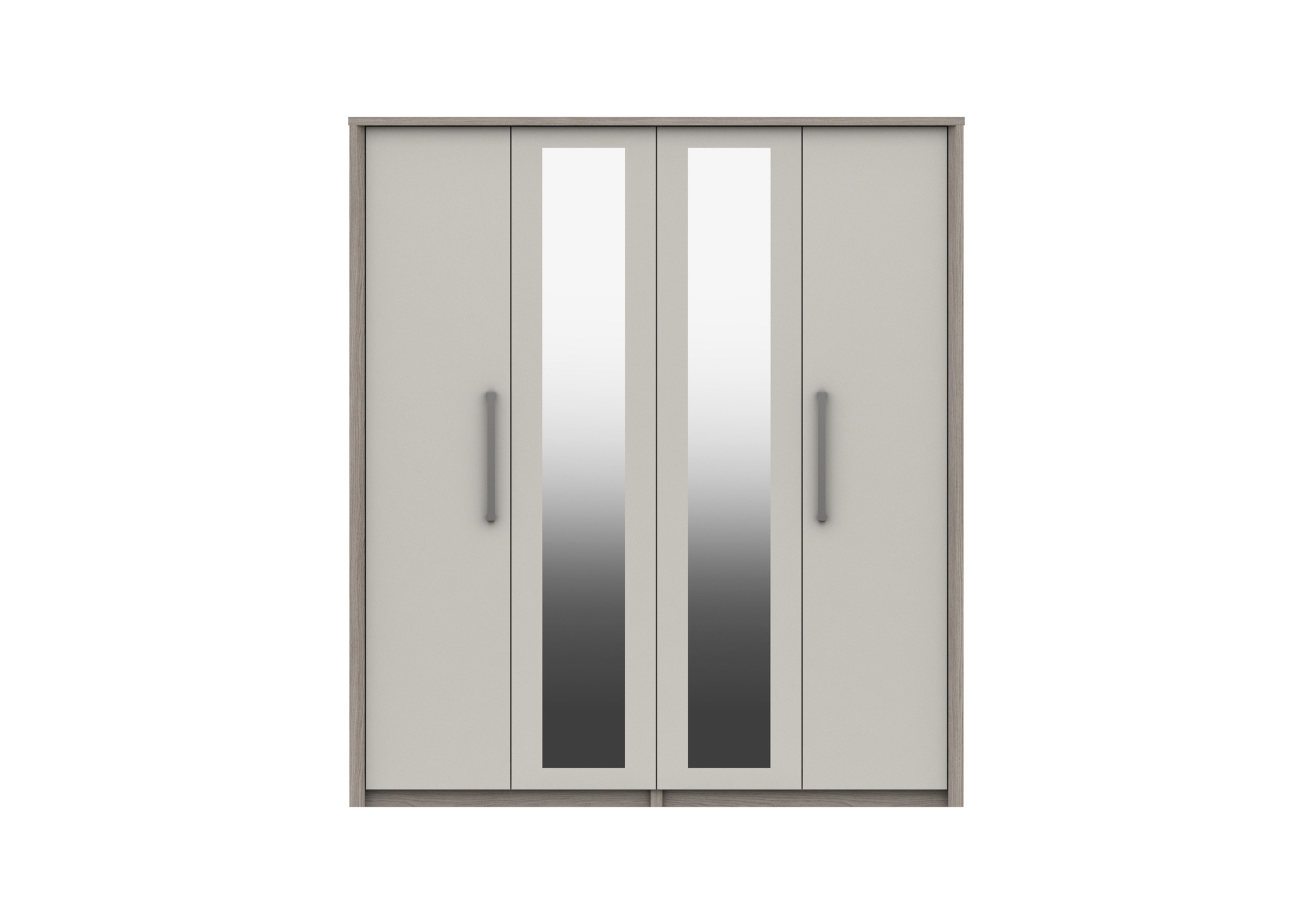 Euston 4 Door Wardrobe with Mirrors in Grey Oak / White Grey Gloss on Furniture Village