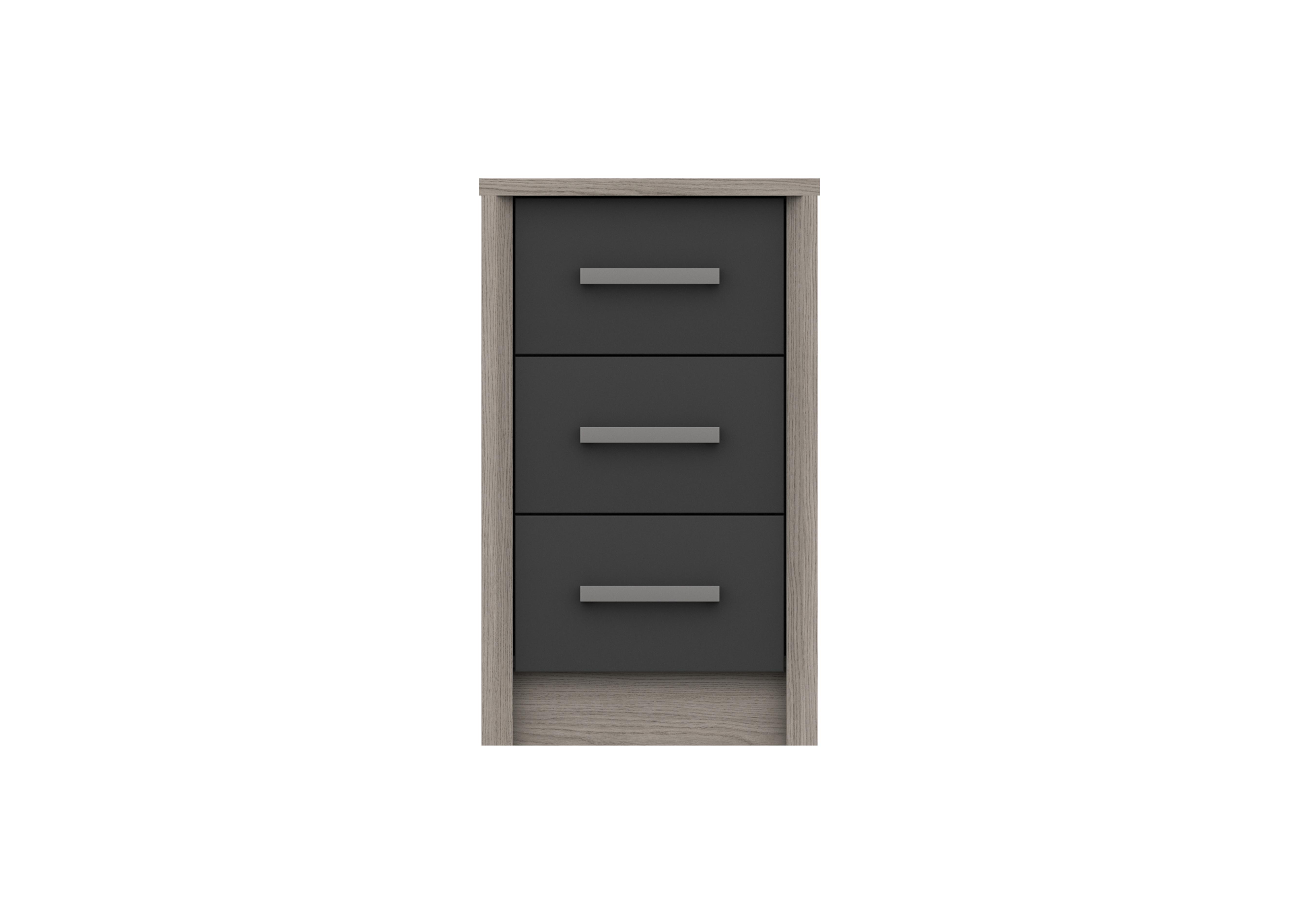 Euston 3 Drawer Bedside Chest in Grey Oak / Graphite Gloss on Furniture Village