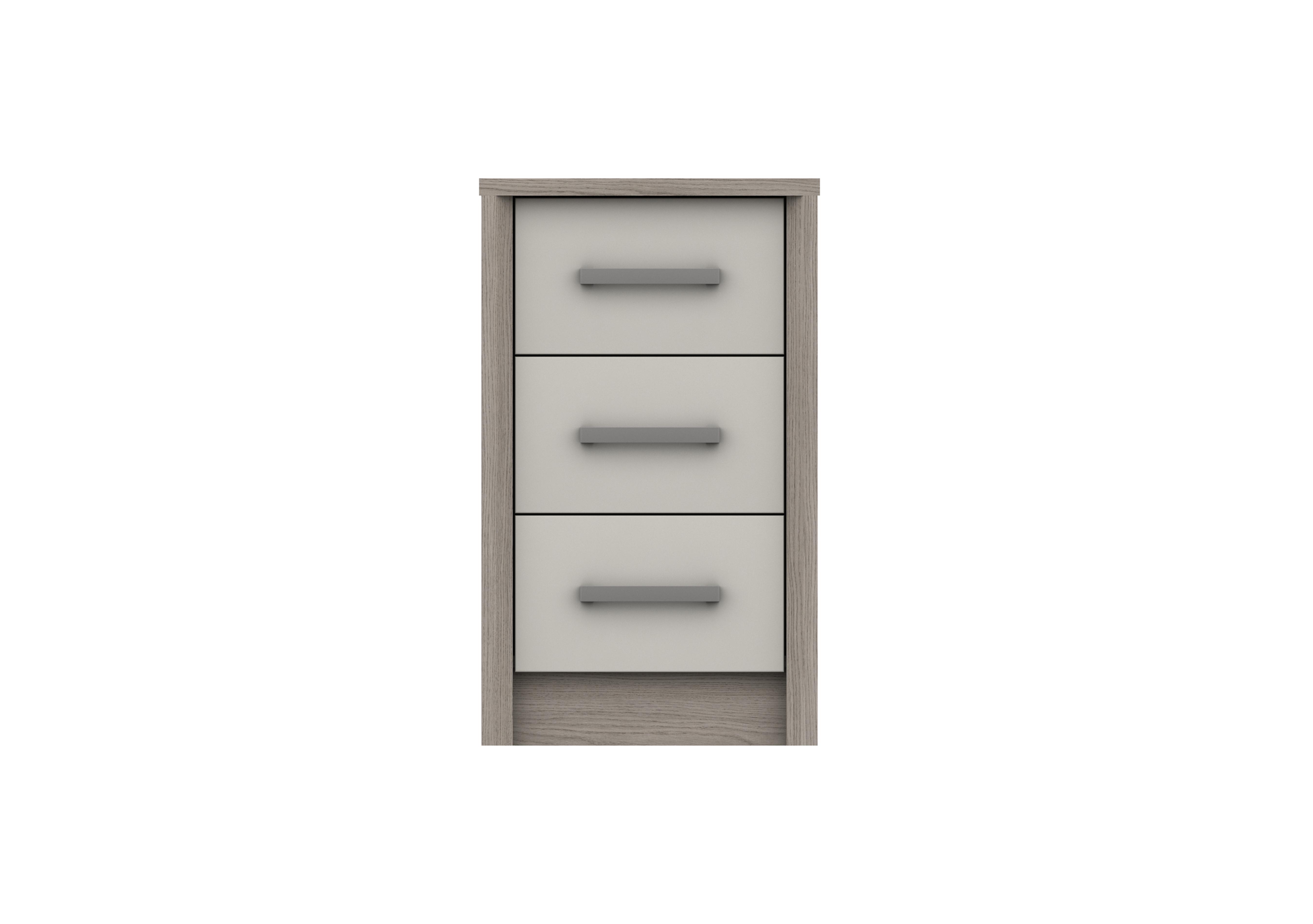 Euston 3 Drawer Bedside Chest in Grey Oak / White Grey Gloss on Furniture Village