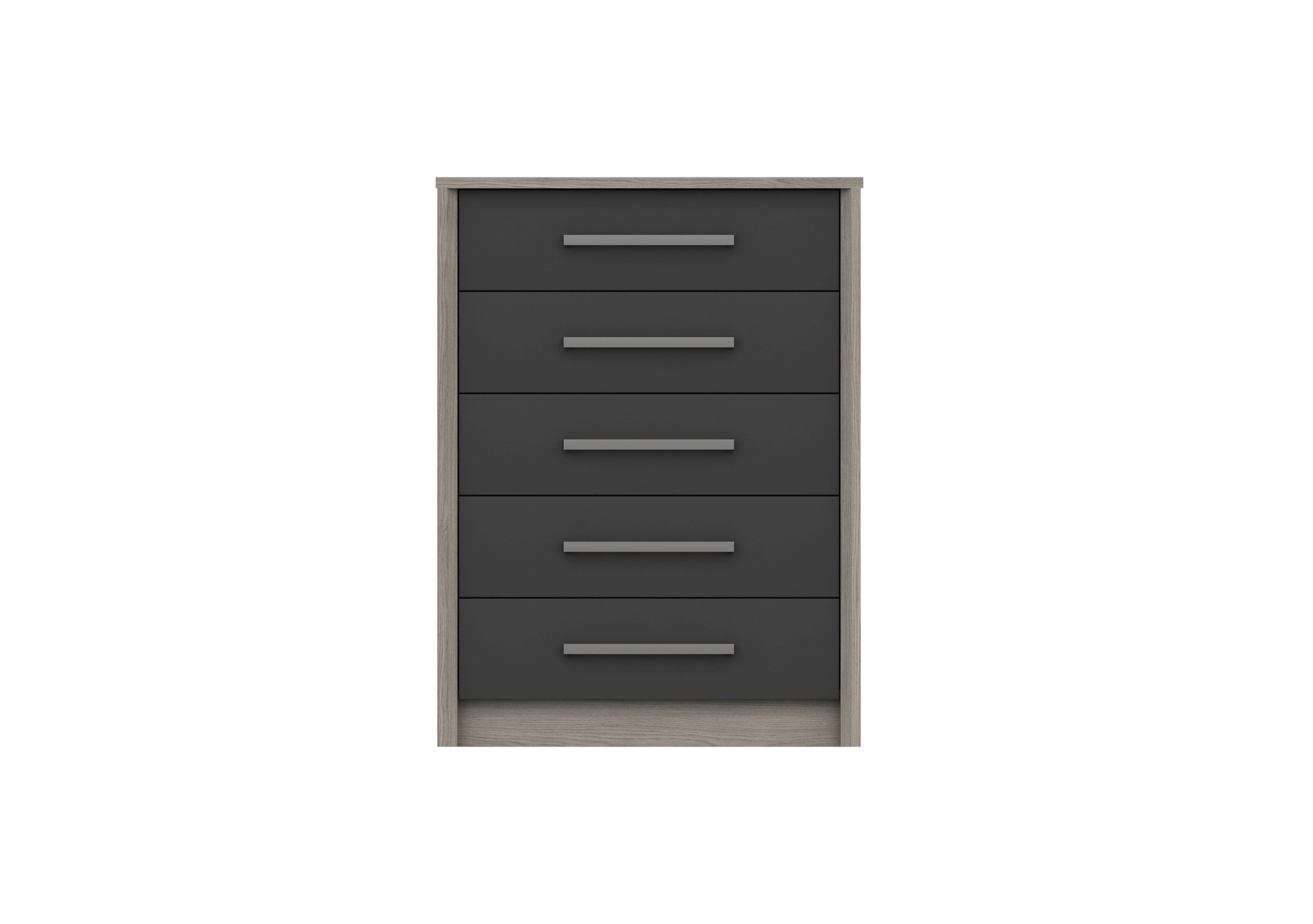 Euston 5 Drawer Chest in Grey Oak / Graphite Gloss on Furniture Village