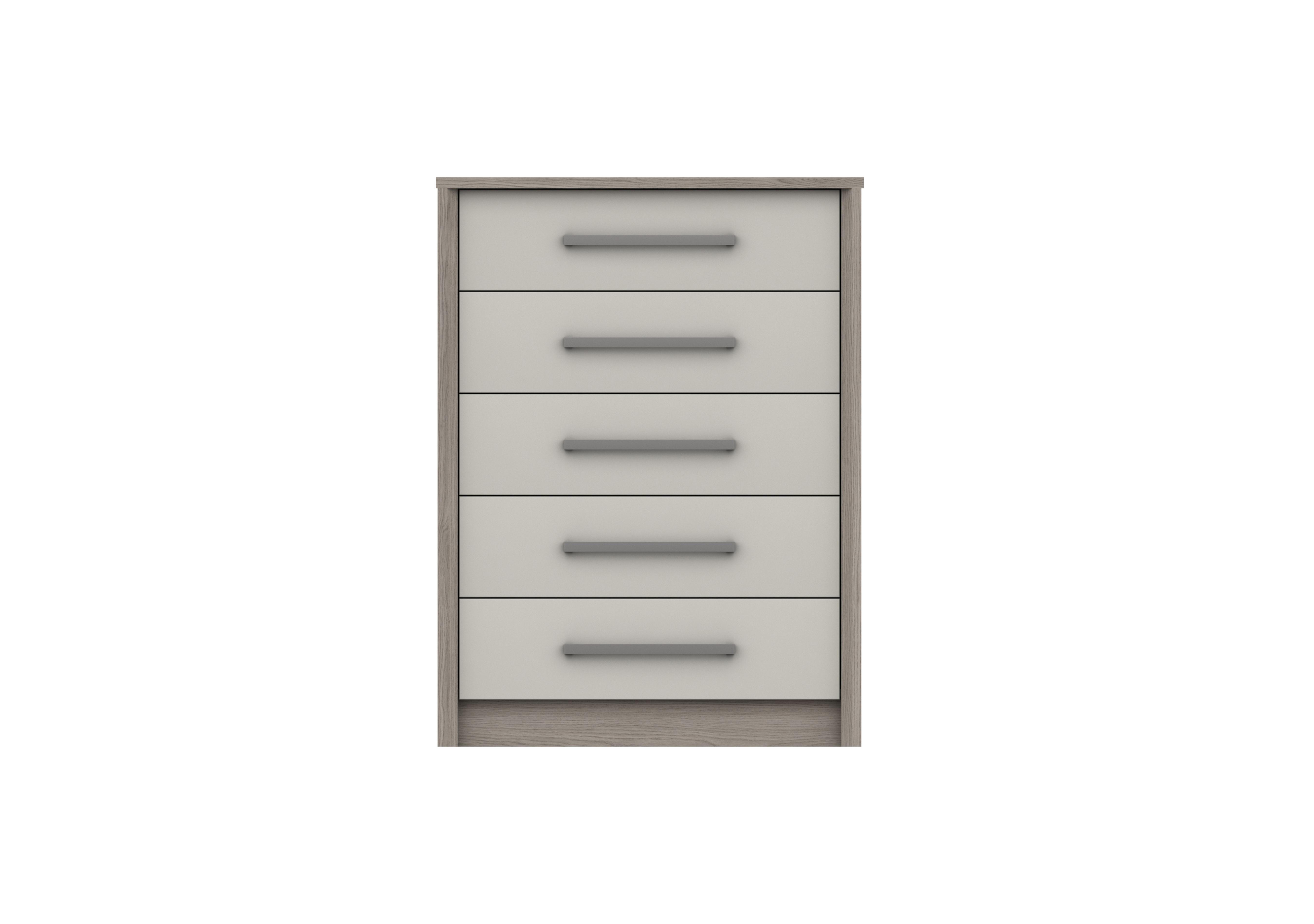 Euston 5 Drawer Chest in Grey Oak / White Grey Gloss on Furniture Village