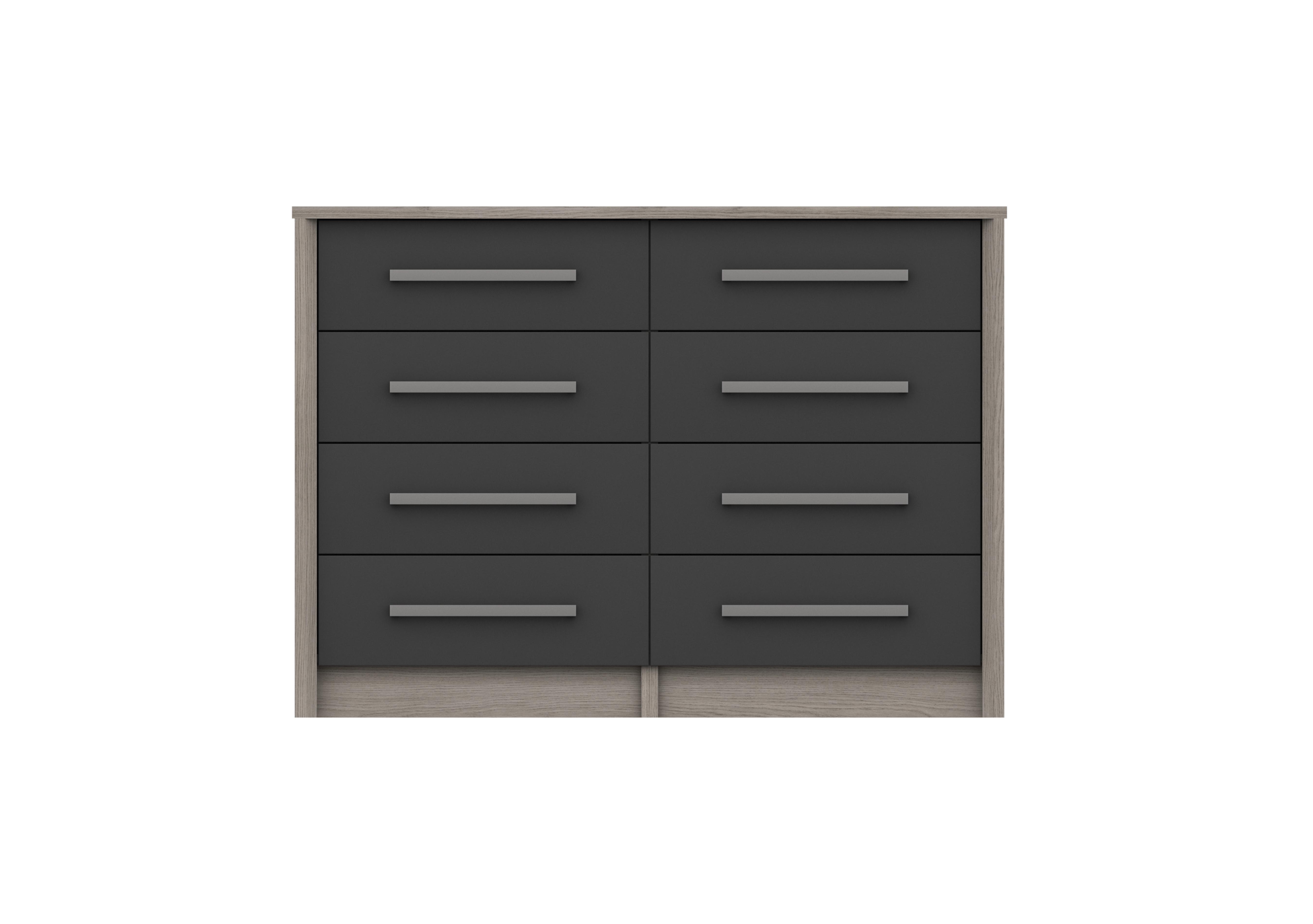 Euston 8 Drawer Wide Chest in Grey Oak / Graphite Gloss on Furniture Village