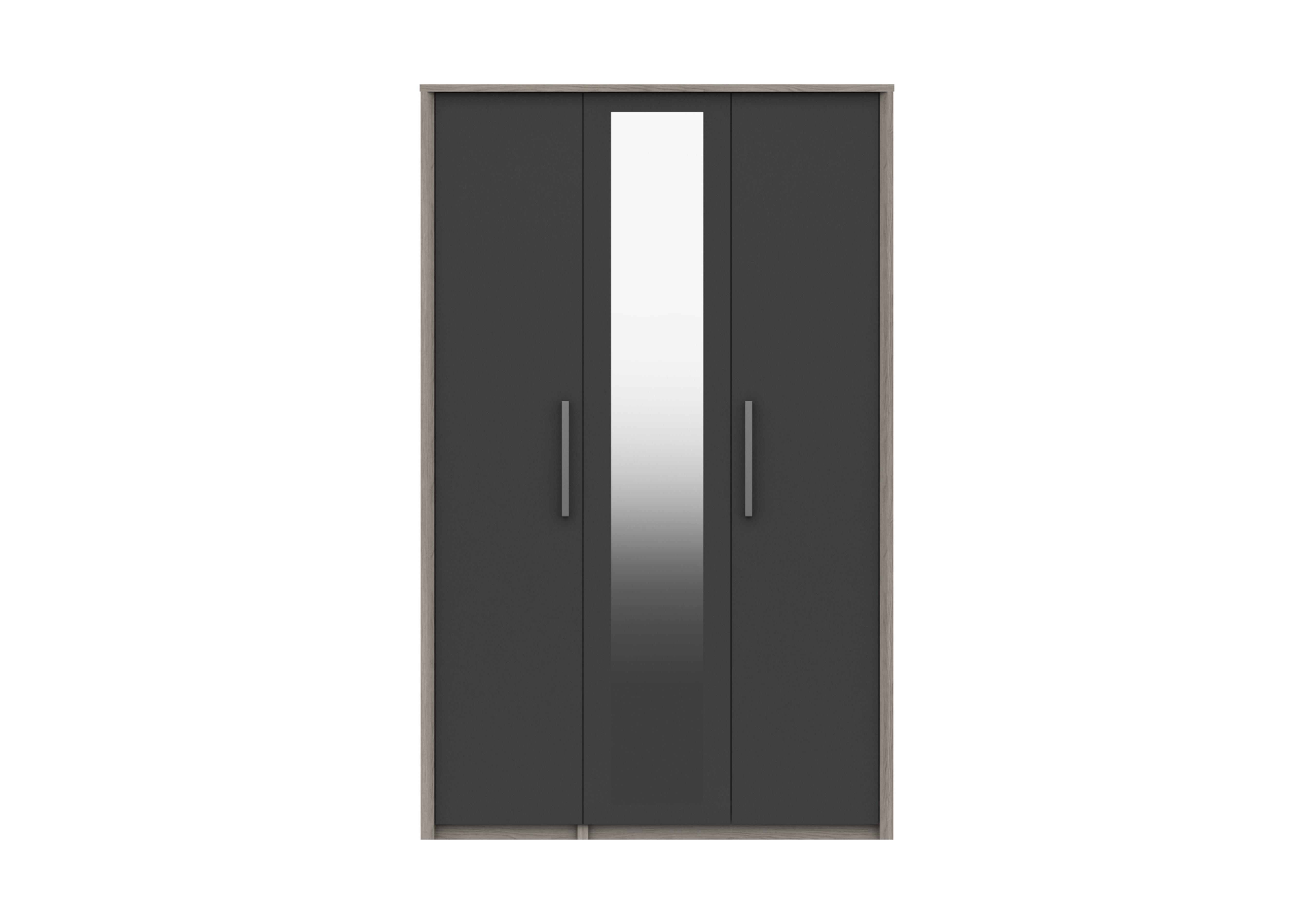 Euston 3 Door Tall Wardrobe with Mirrors in Grey Oak / Graphite Gloss on Furniture Village