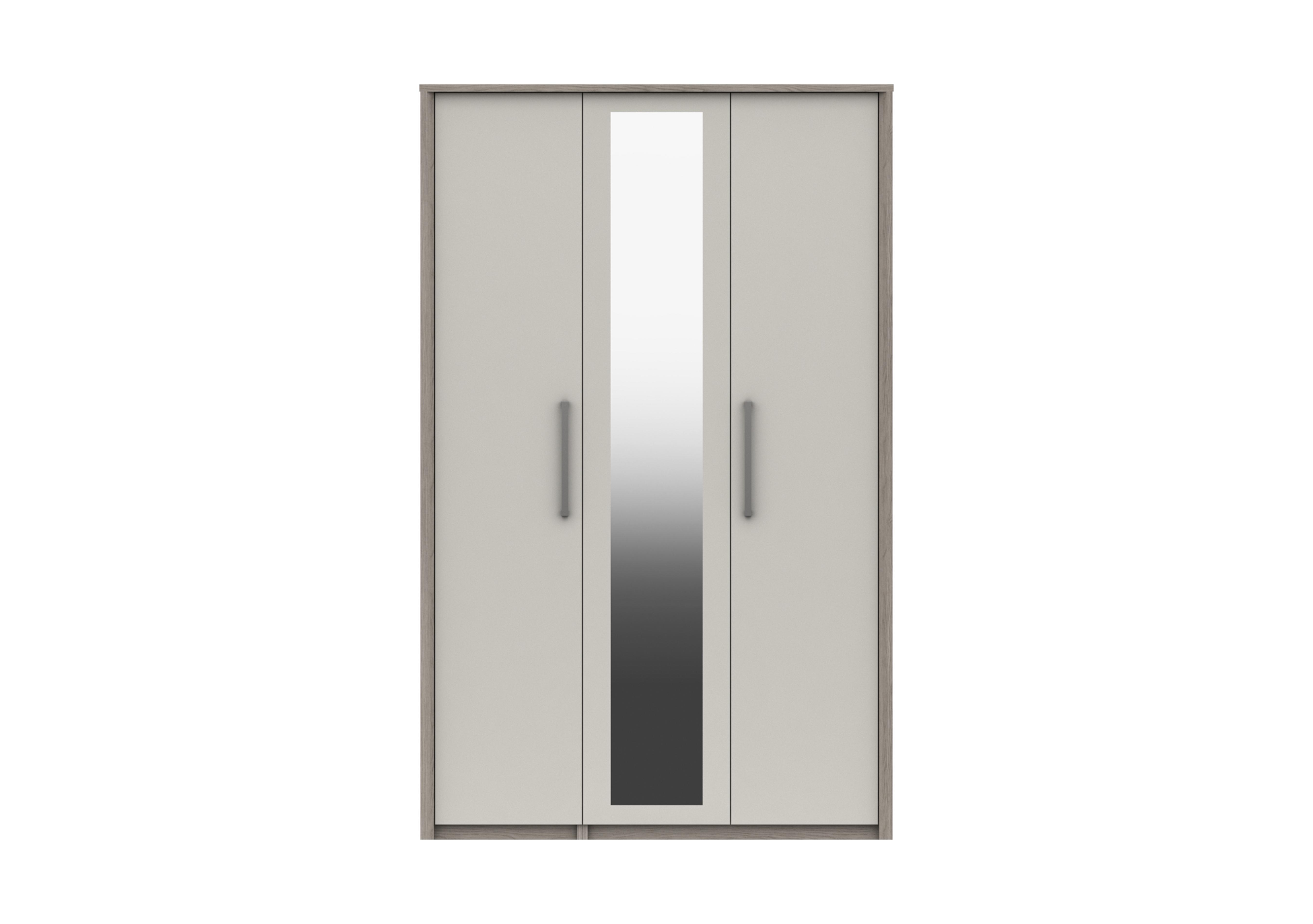 Euston 3 Door Tall Wardrobe with Mirrors in Grey Oak / White Grey Gloss on Furniture Village