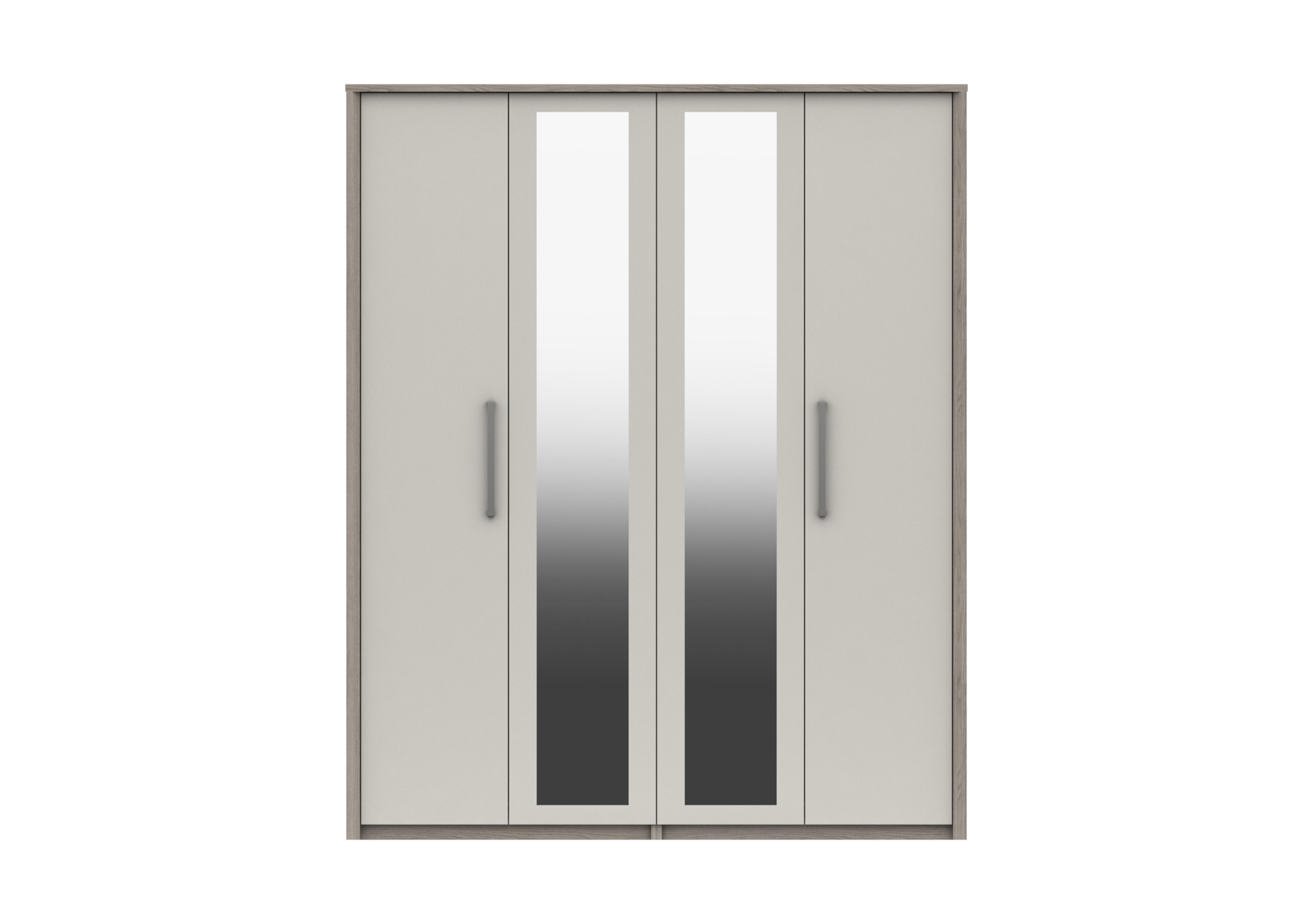 Euston 4 Door Tall Wardrobe with Mirrors in Grey Oak / White Grey Gloss on Furniture Village