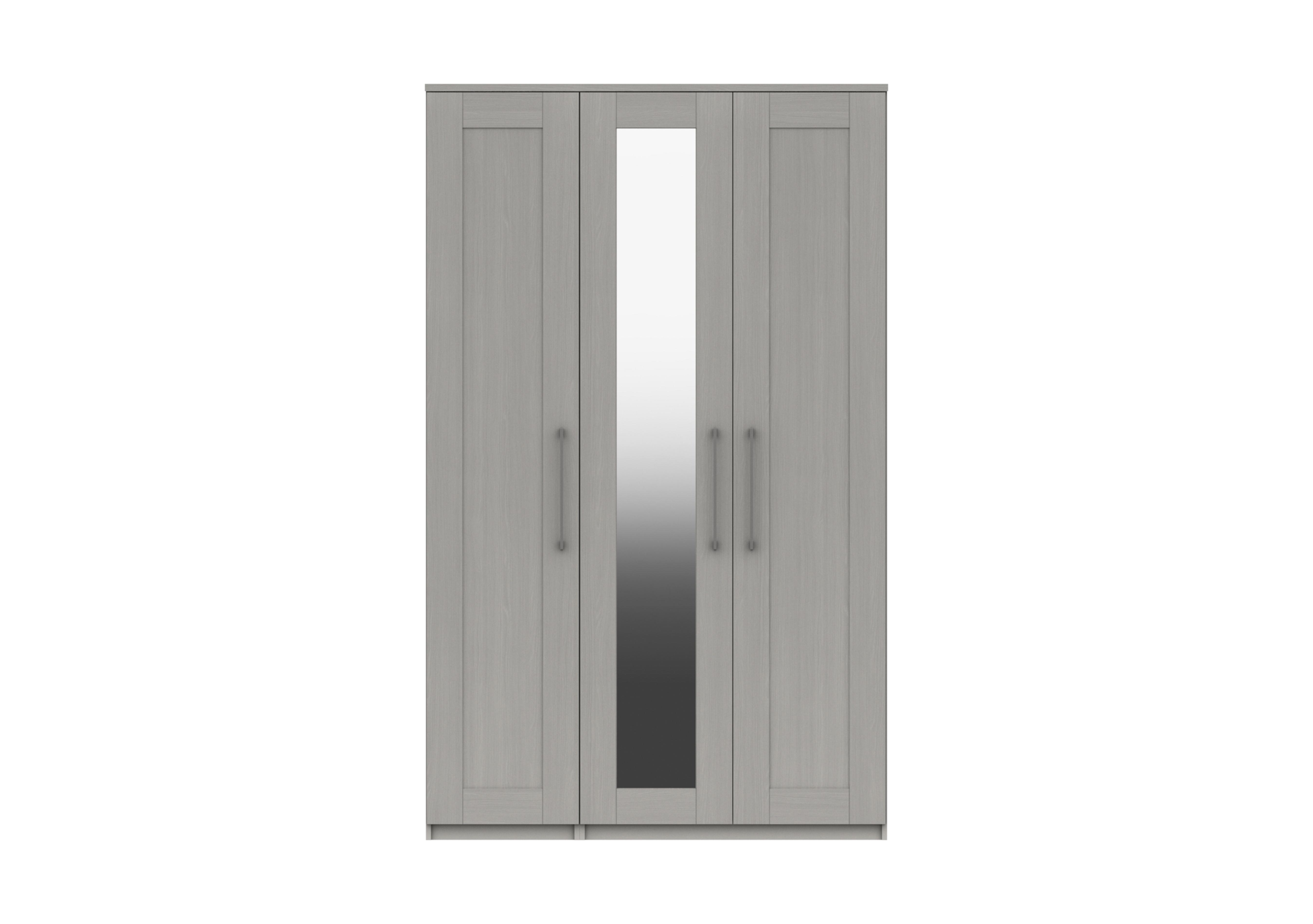 Fenchurch 3 Door Tall Wardrobe with Mirror in Light Grey on Furniture Village