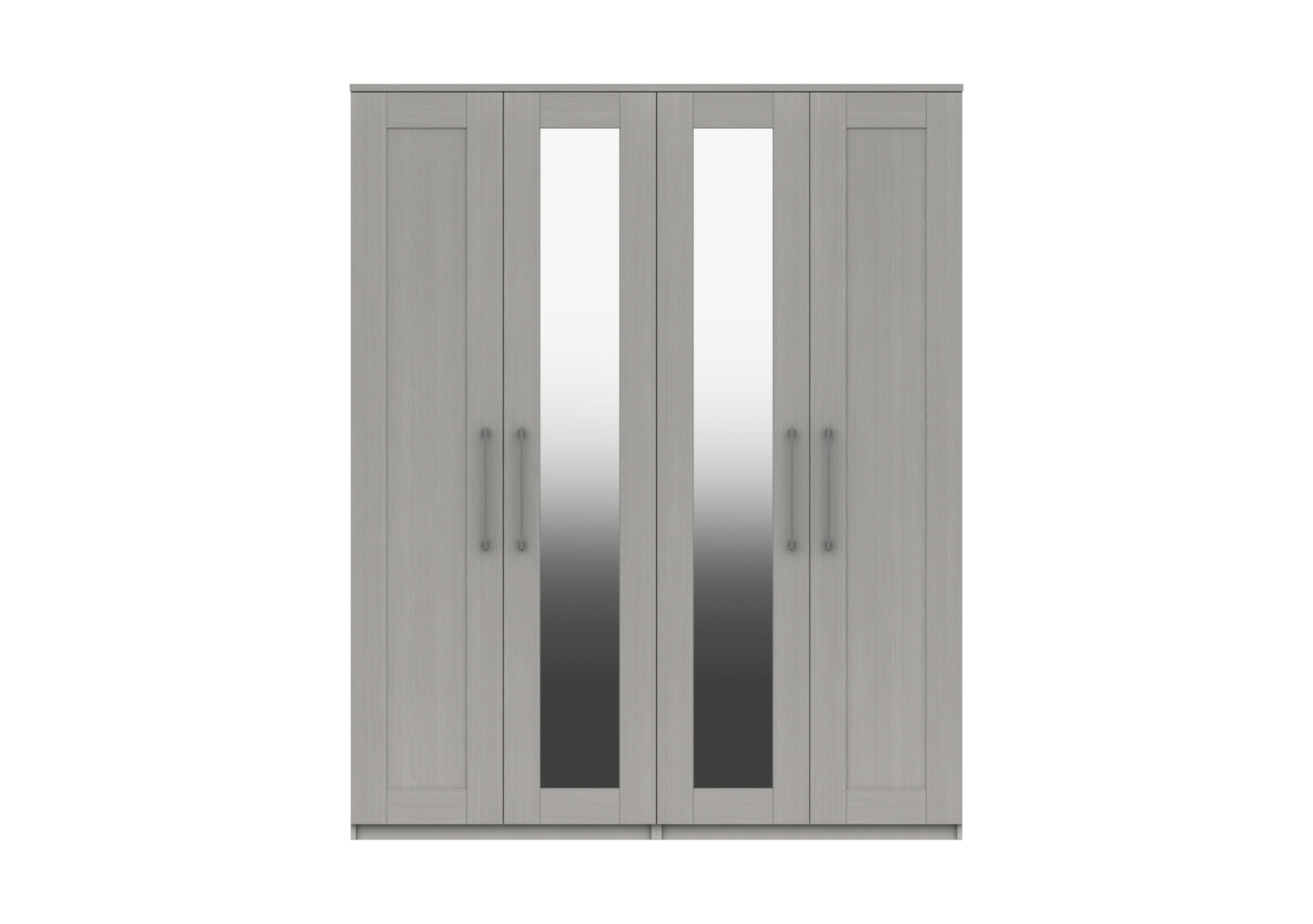 Fenchurch 4 Door Tall Wardrobe with Mirrors in Light Grey on Furniture Village
