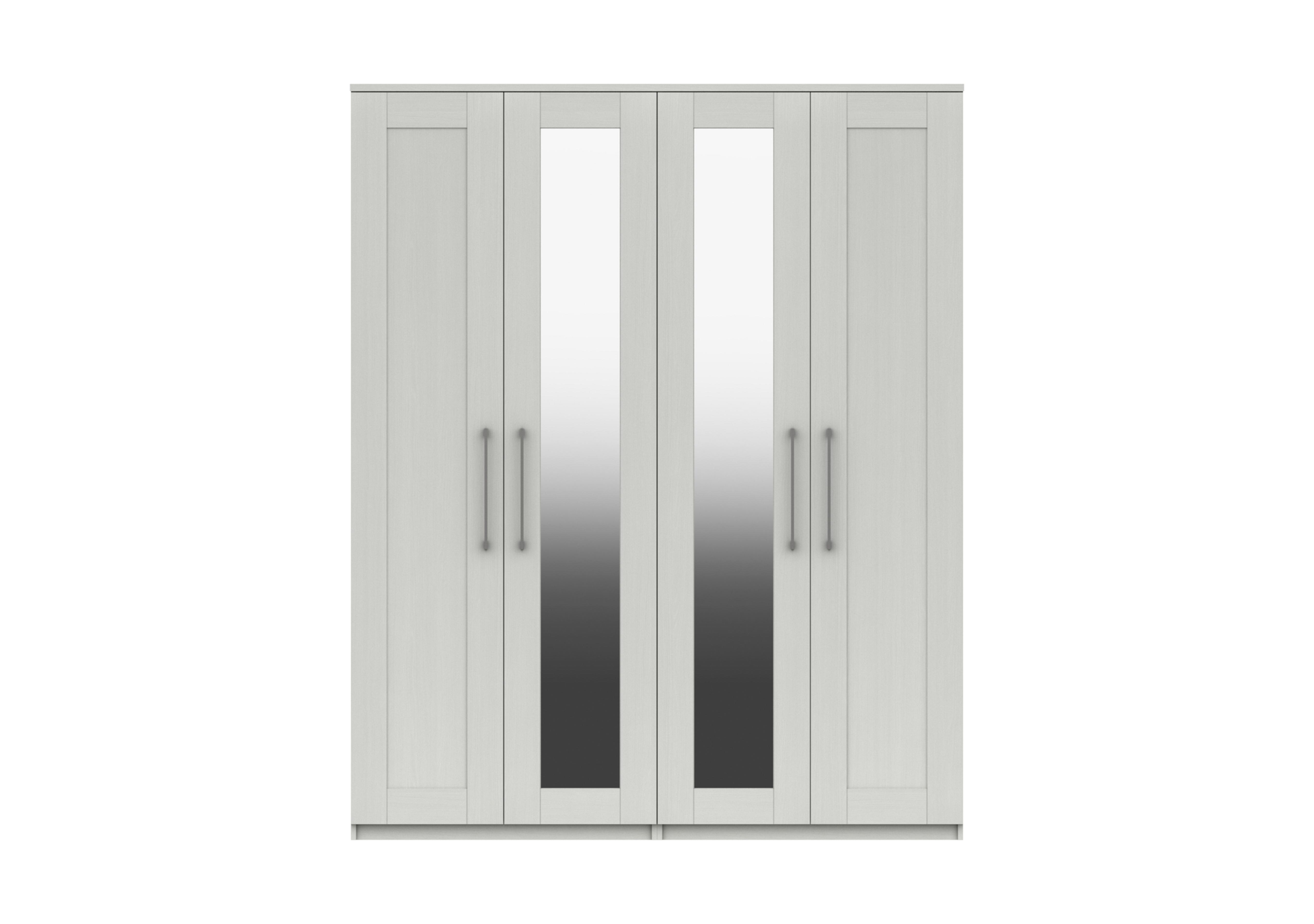 Fenchurch 4 Door Tall Wardrobe with Mirrors in White on Furniture Village