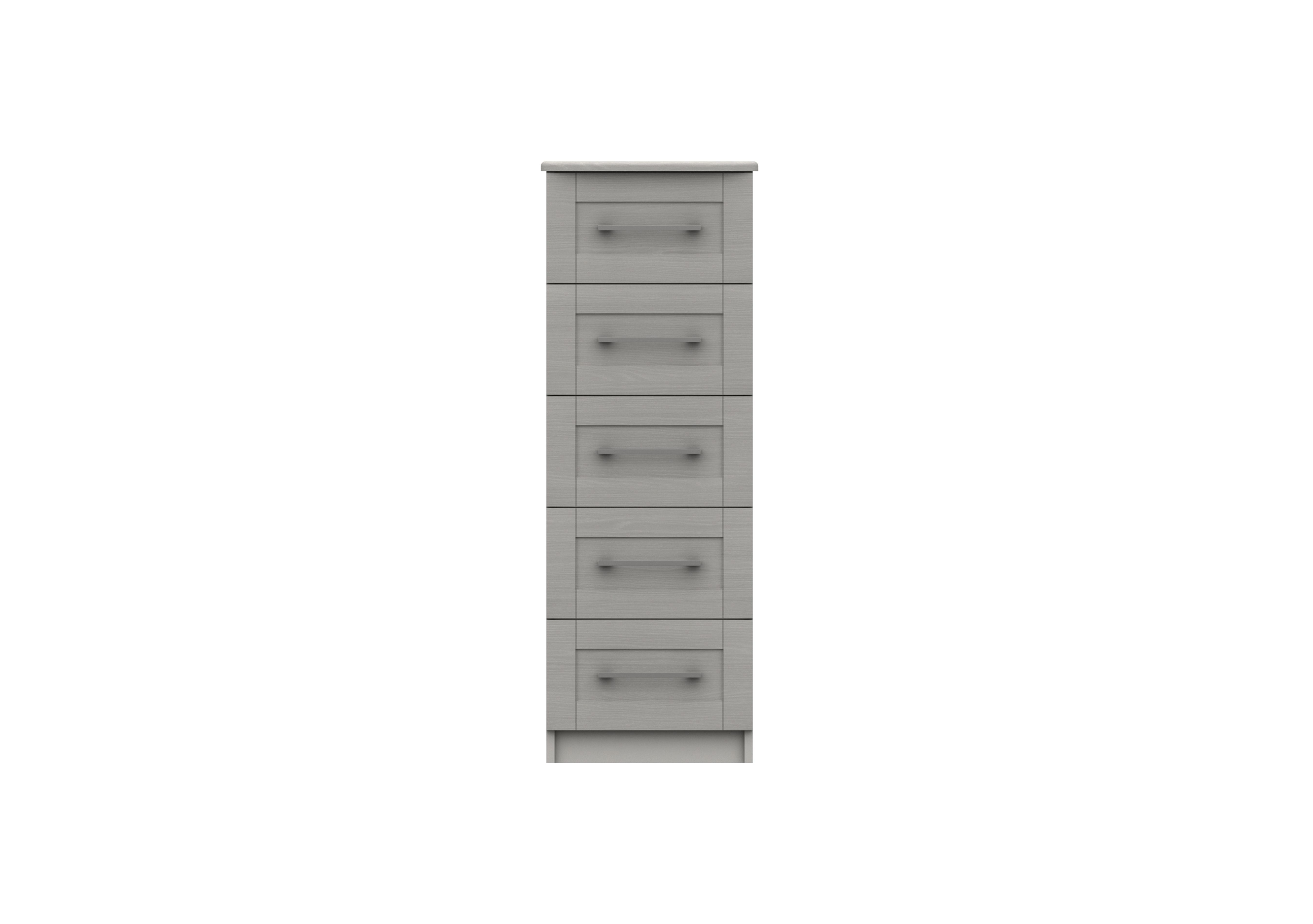 Fenchurch 5 Drawer Narrow Chest in Light Grey on Furniture Village