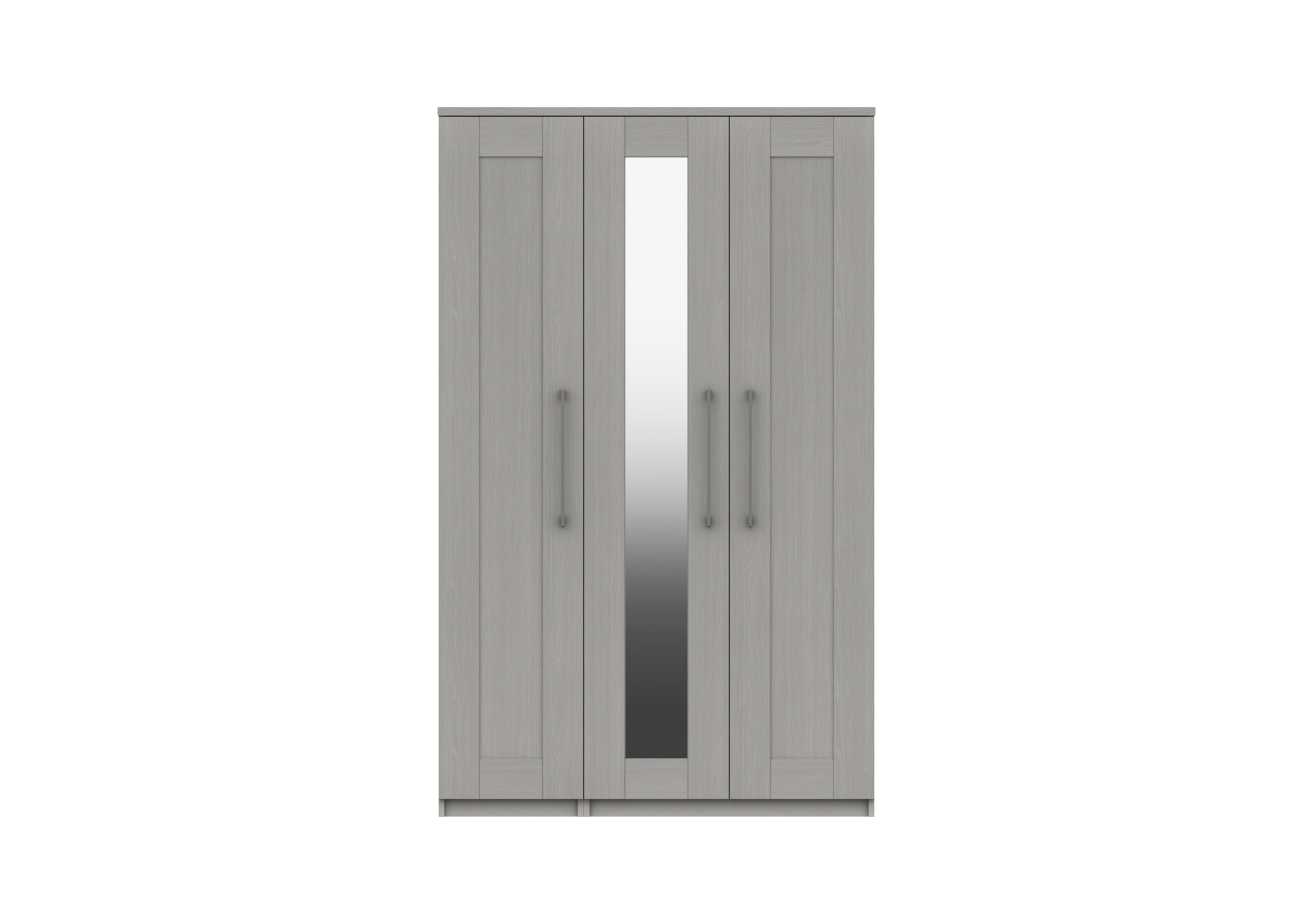 Fenchurch 3 Door Wardrobe with Mirror in Light Grey on Furniture Village