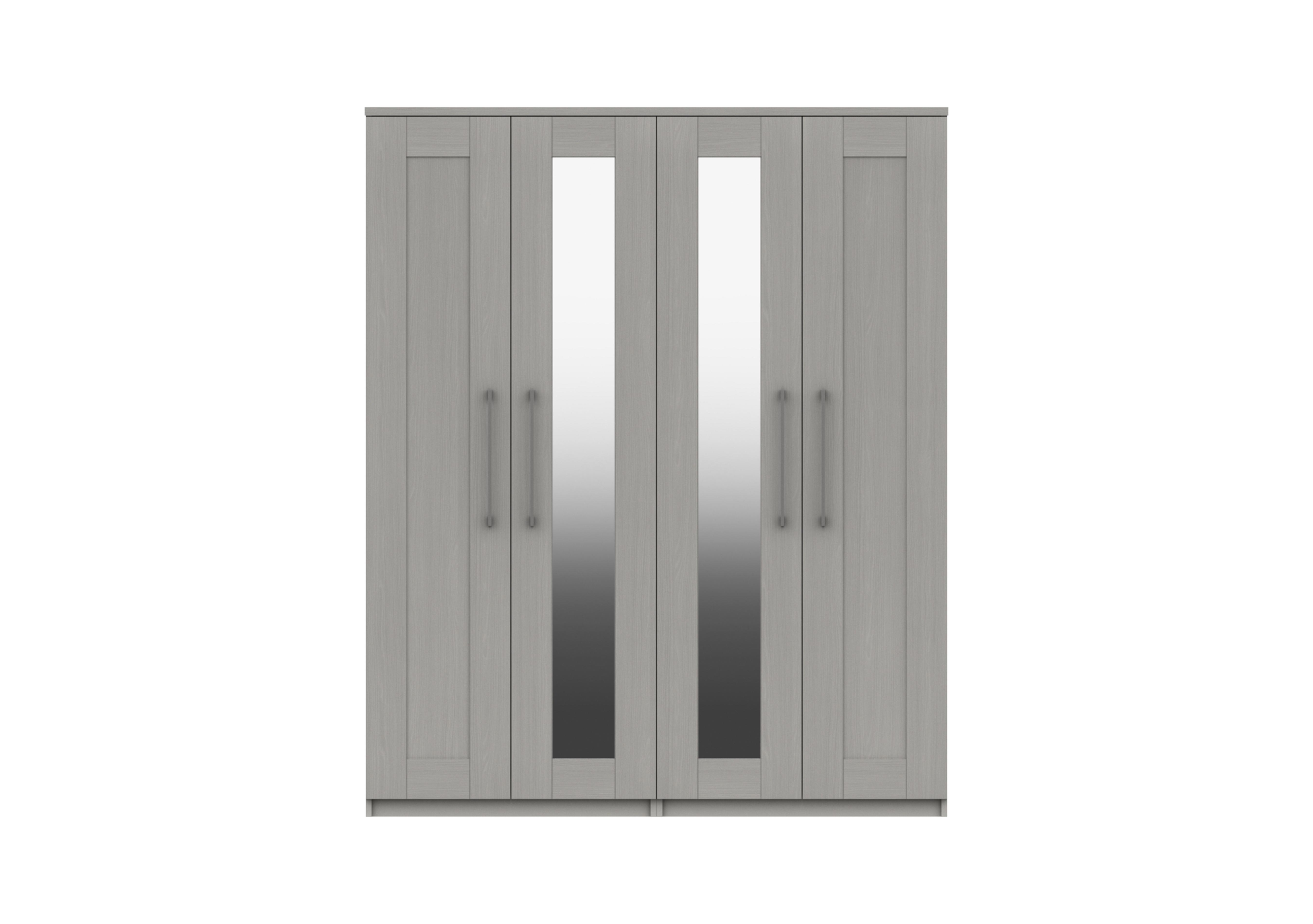 Fenchurch 4 Door Wardrobe with Mirrors in Light Grey on Furniture Village