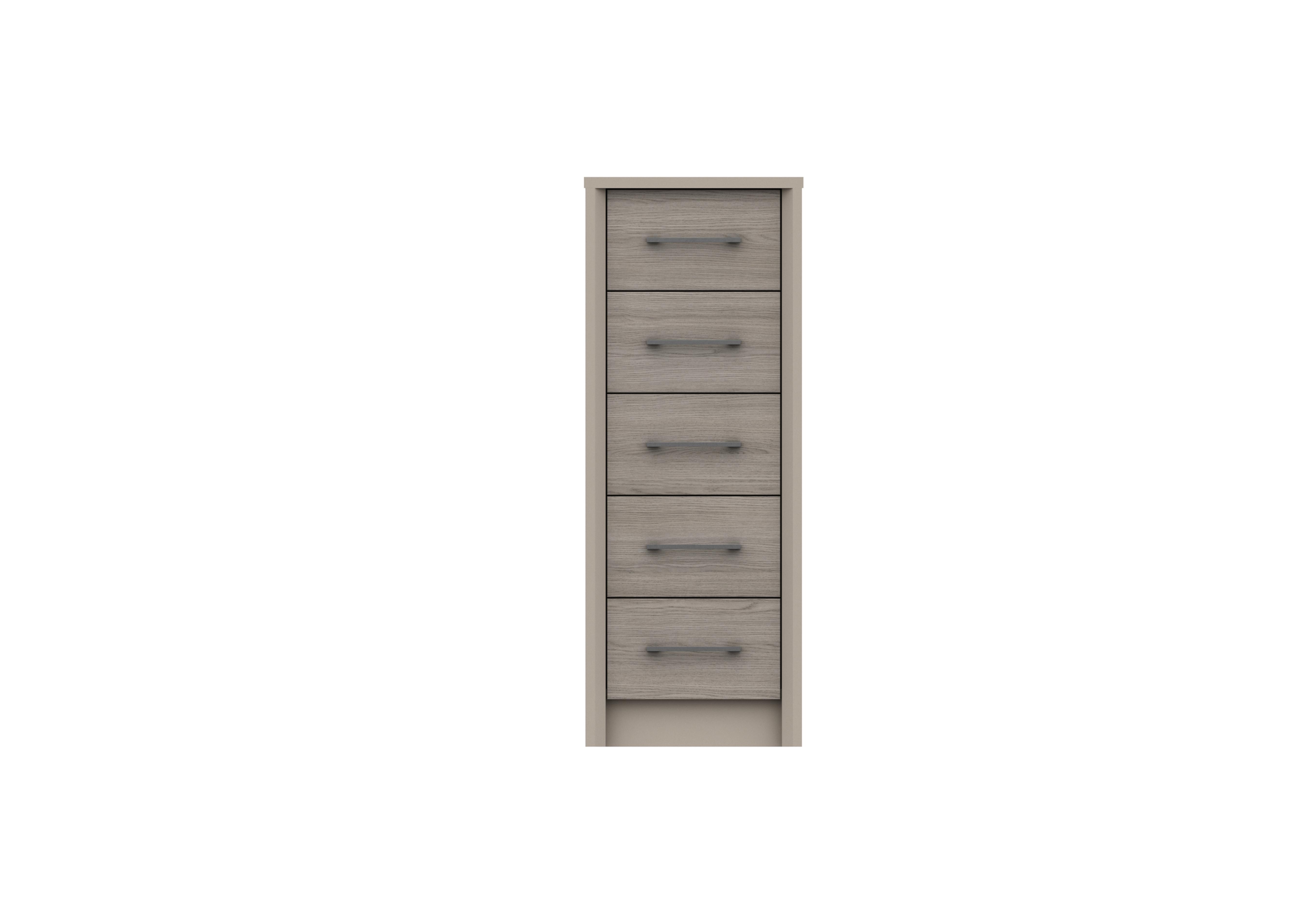 Paddington 5 Drawer Narrow Chest in Fired Earth/Grey Oak on Furniture Village