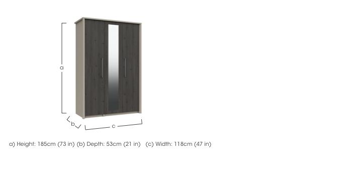 Paddington 3 Door Wardrobe with Mirror in  on Furniture Village
