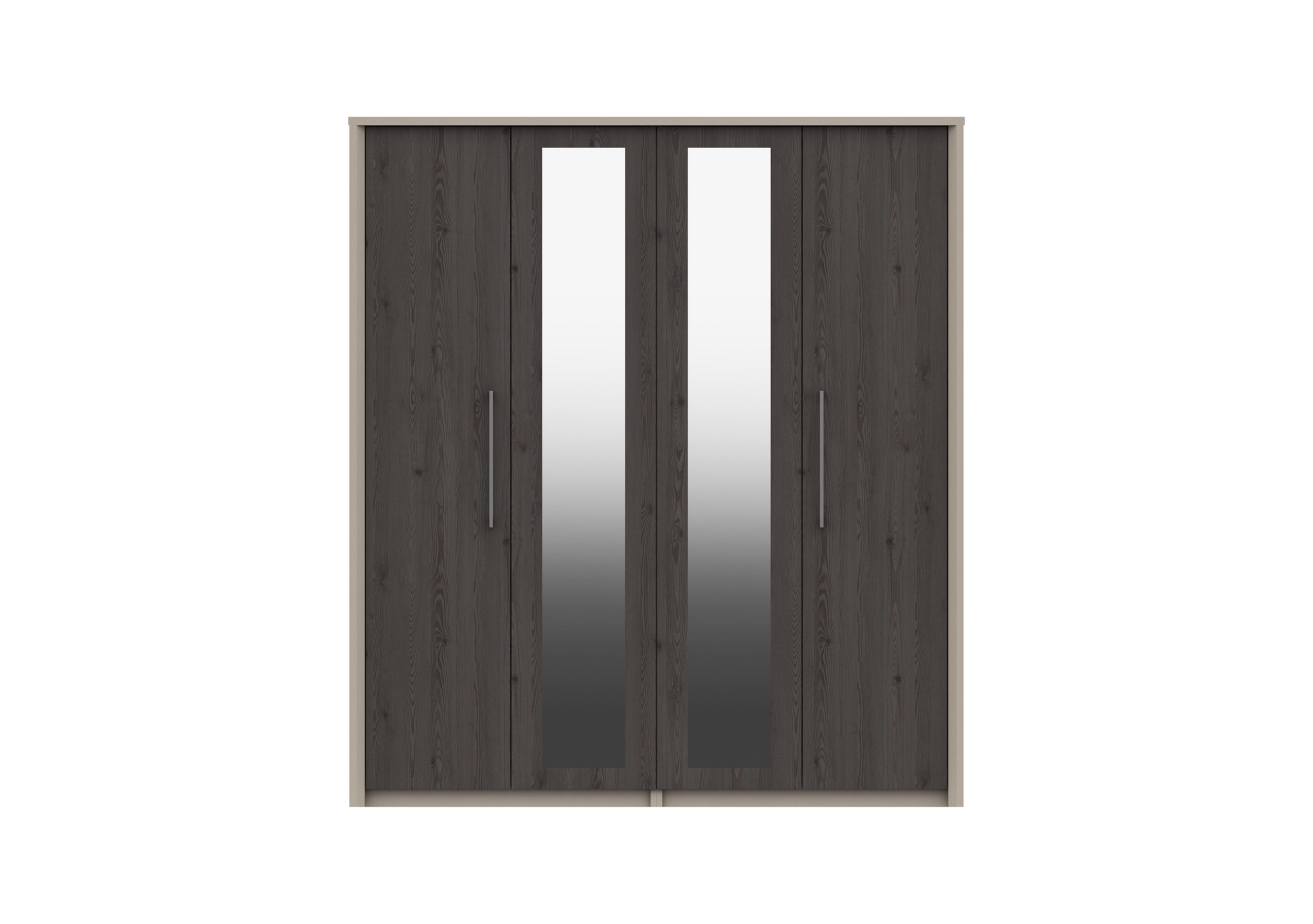Paddington 4 Door Wardrobe with Mirrors in Fired Earth/Anthracite Larch on Furniture Village