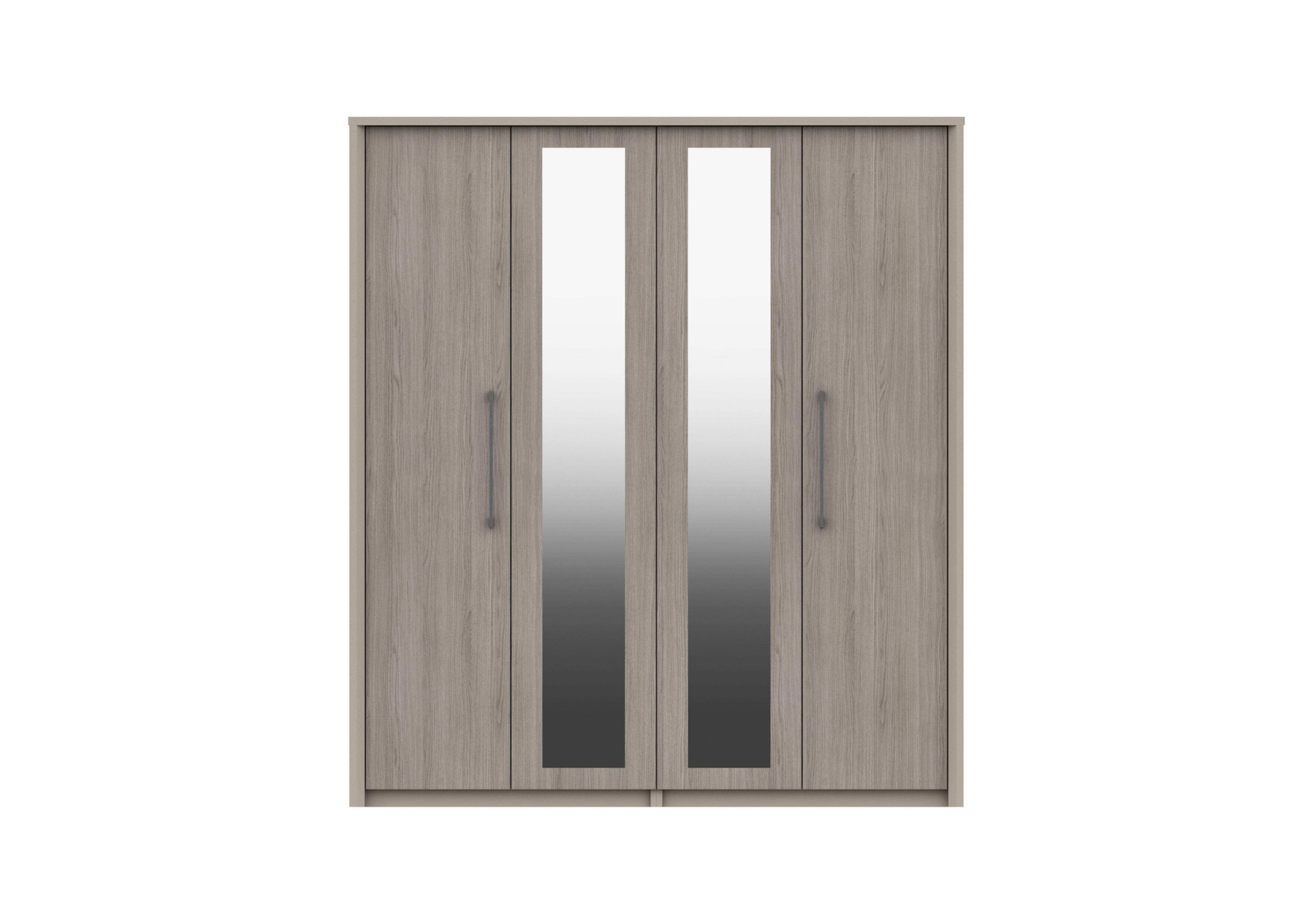 Paddington 4 Door Wardrobe with Mirrors in Fired Earth/Grey Oak on Furniture Village