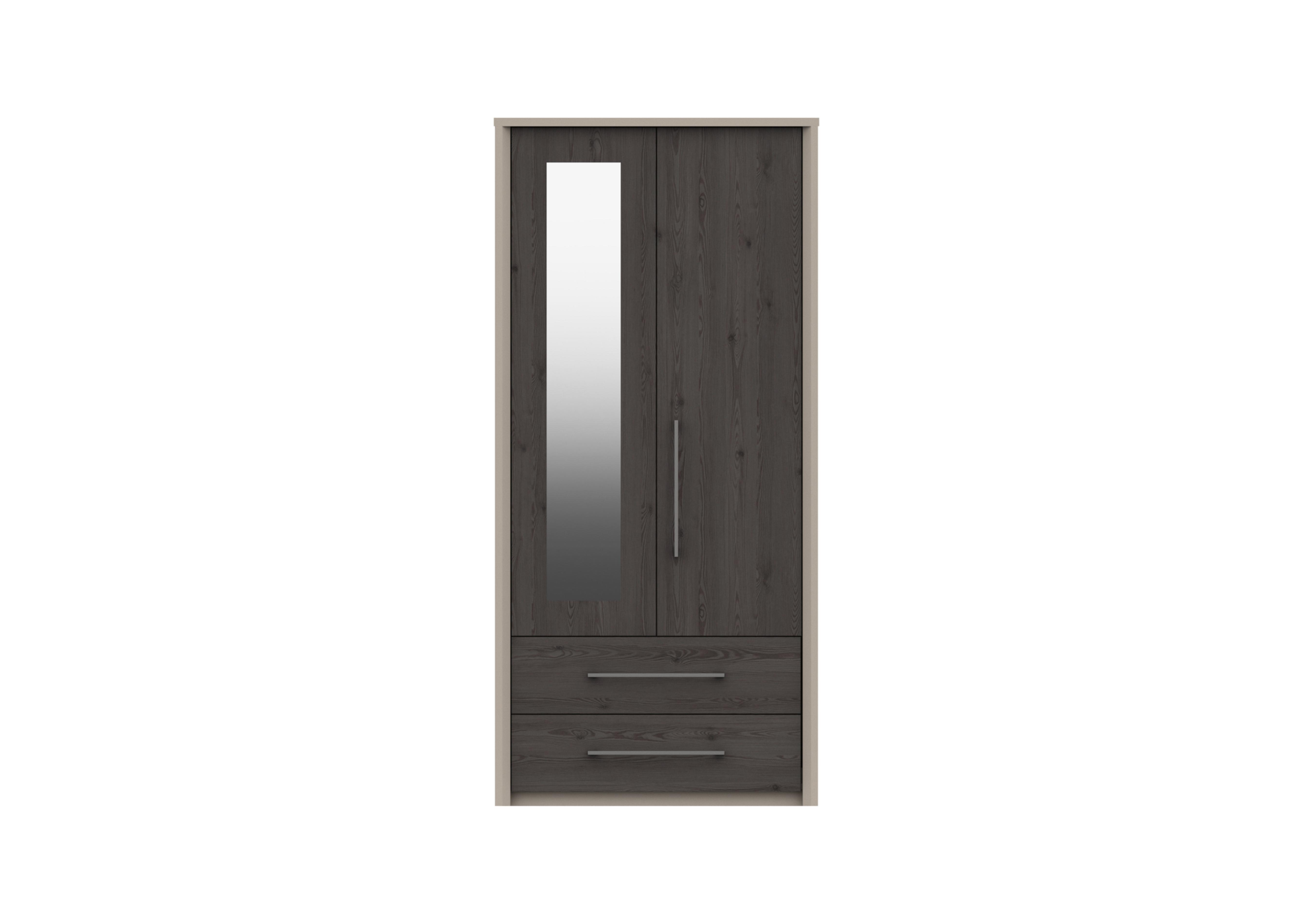 Paddington 2 Door 2 Drawer Wardrobe with Mirror in Fired Earth/Anthracite Larch on Furniture Village
