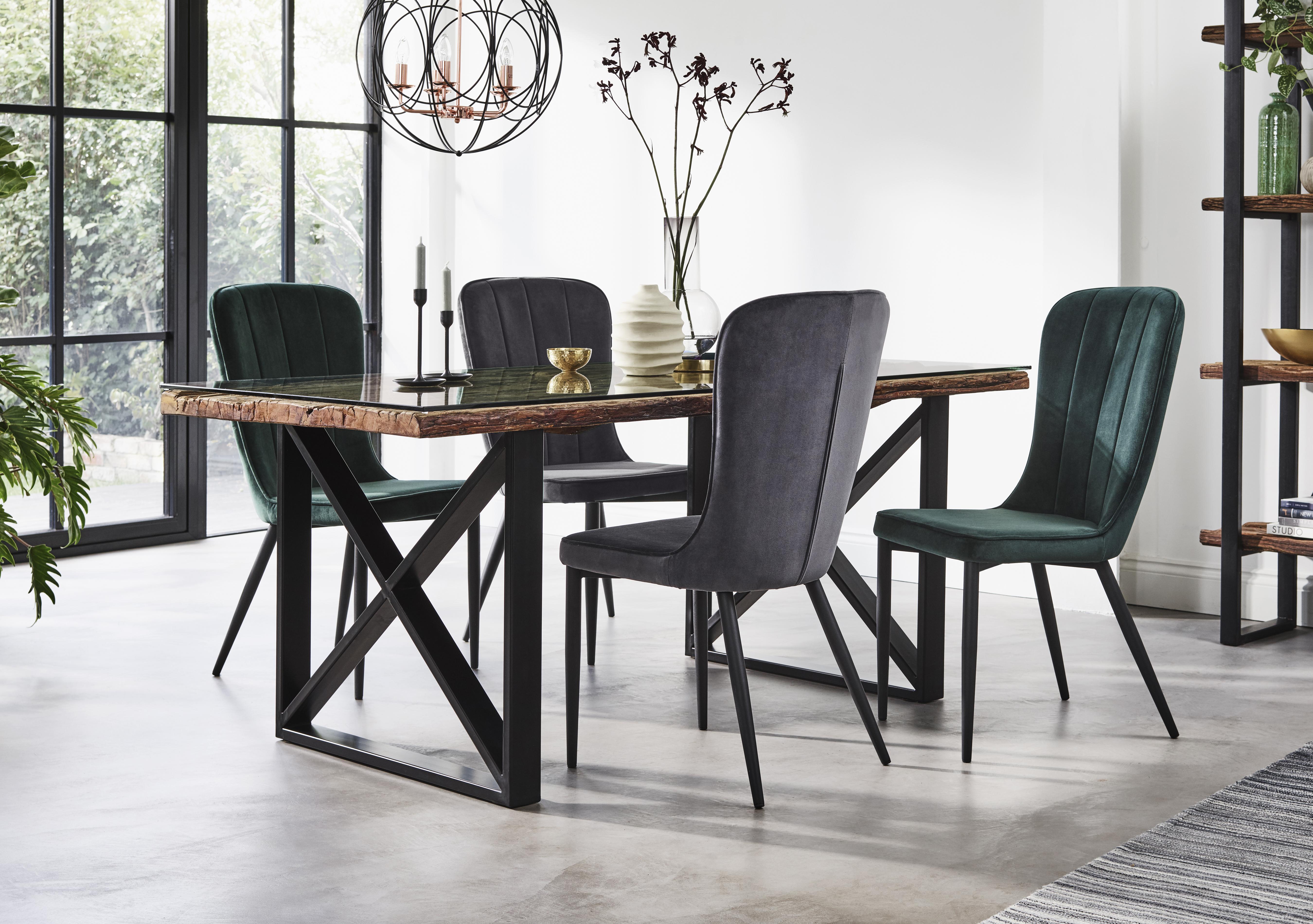 Noir Dining Table with X-Shaped Legs with 4 Chairs Dining Set in  on Furniture Village
