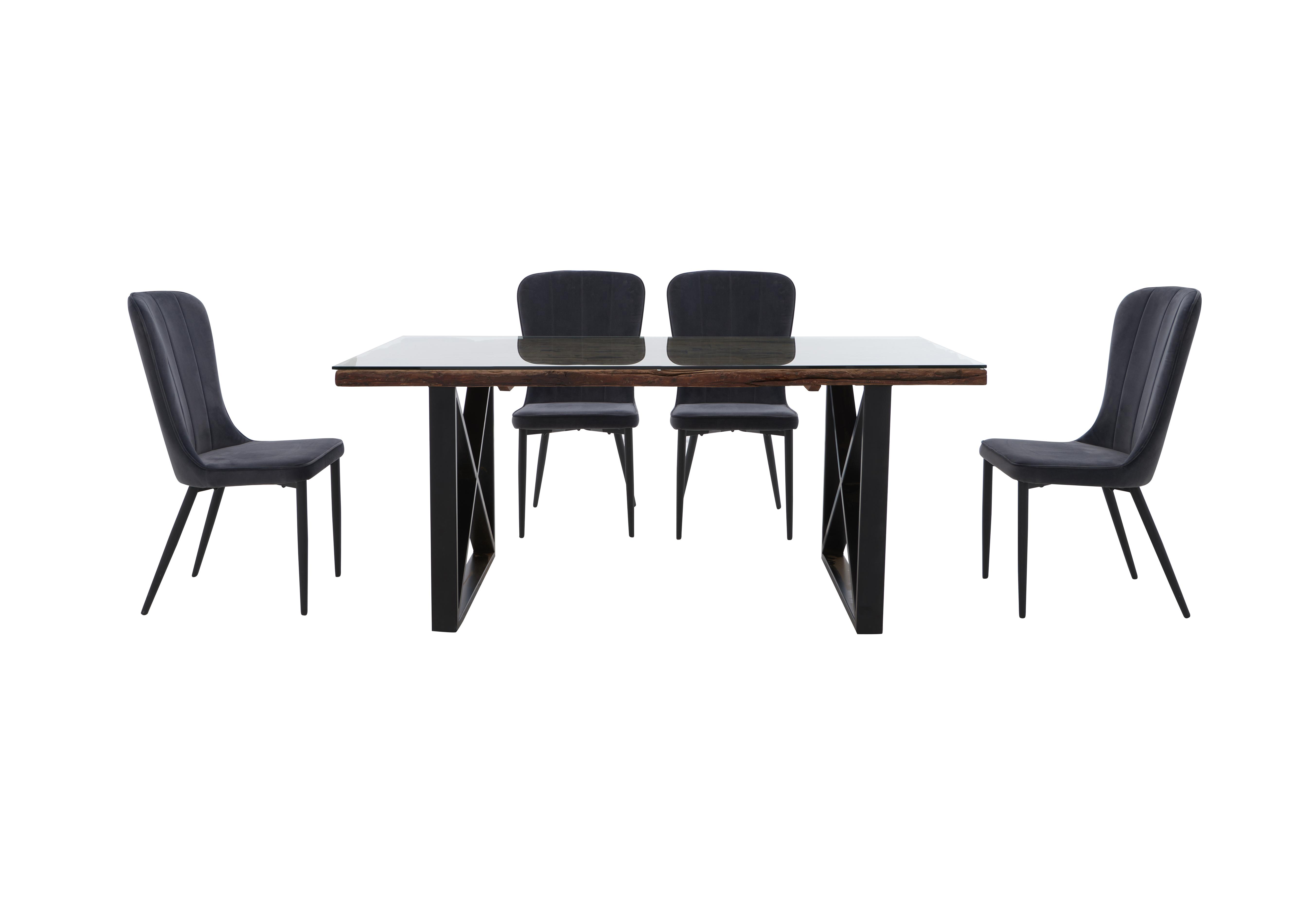 Noir Dining Table with X-Shaped Legs with 4 Chairs Dining Set in Granite on Furniture Village
