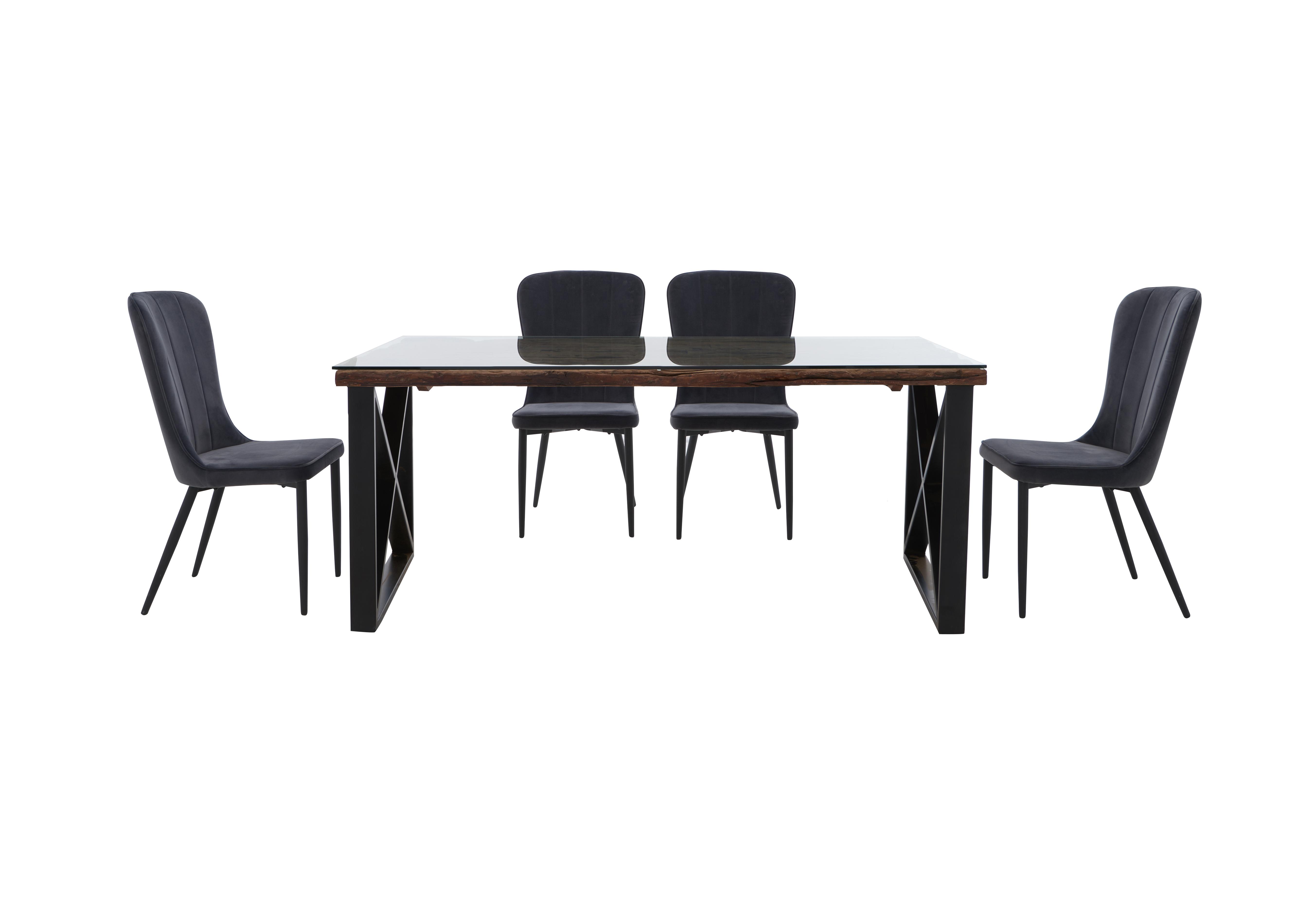 Noir Dining Table with X-Shaped Legs with 4 Chairs Dining Set in Granite on Furniture Village