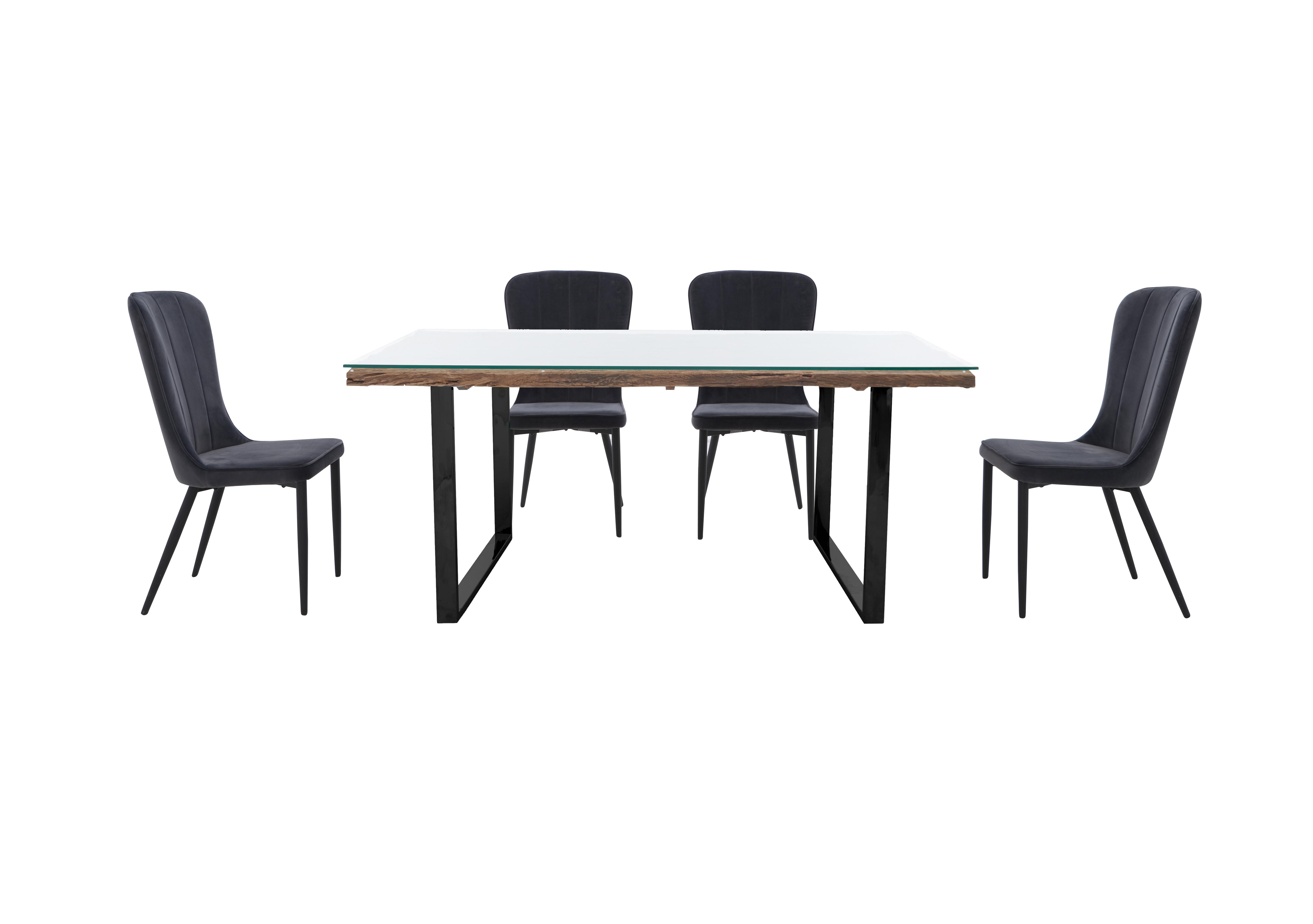 Noir Dining Table with U-Shaped Legs with 4 Chairs Dining Set in Granite on Furniture Village