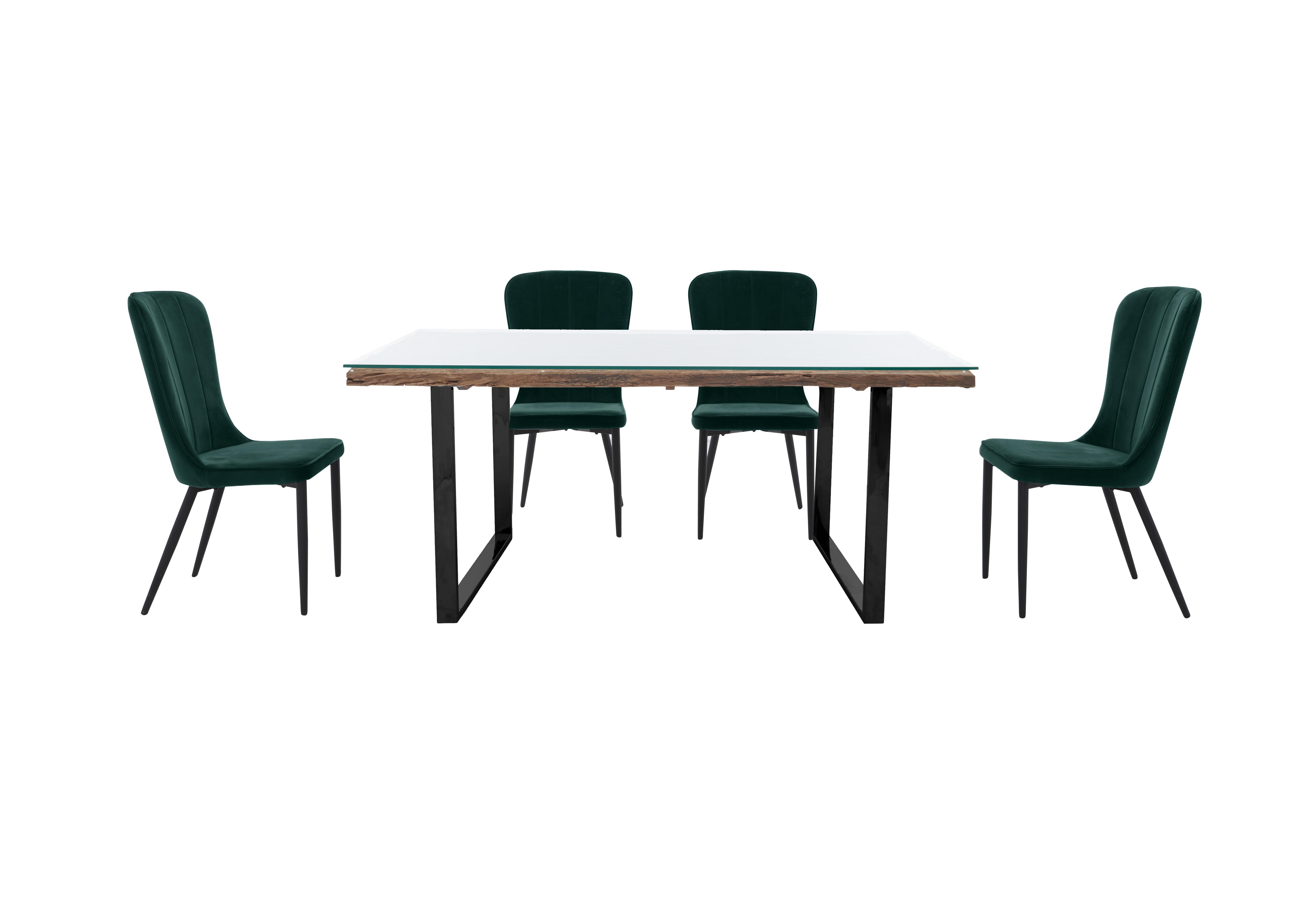 Noir Dining Table with U-Shaped Legs with 4 Chairs Dining Set in Green on Furniture Village