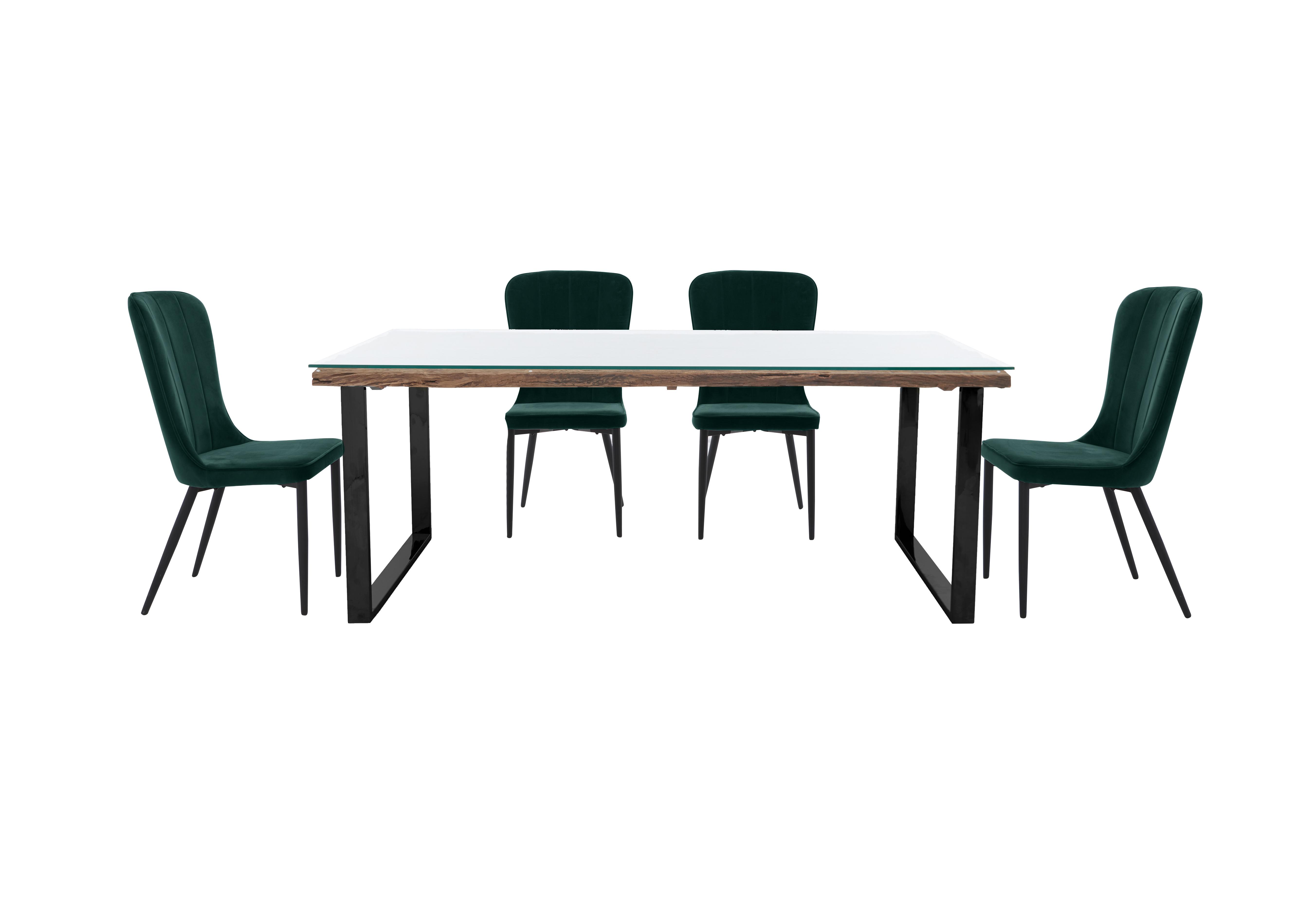 Noir Dining Table with U-Shaped Legs with 4 Chairs Dining Set in Green on Furniture Village