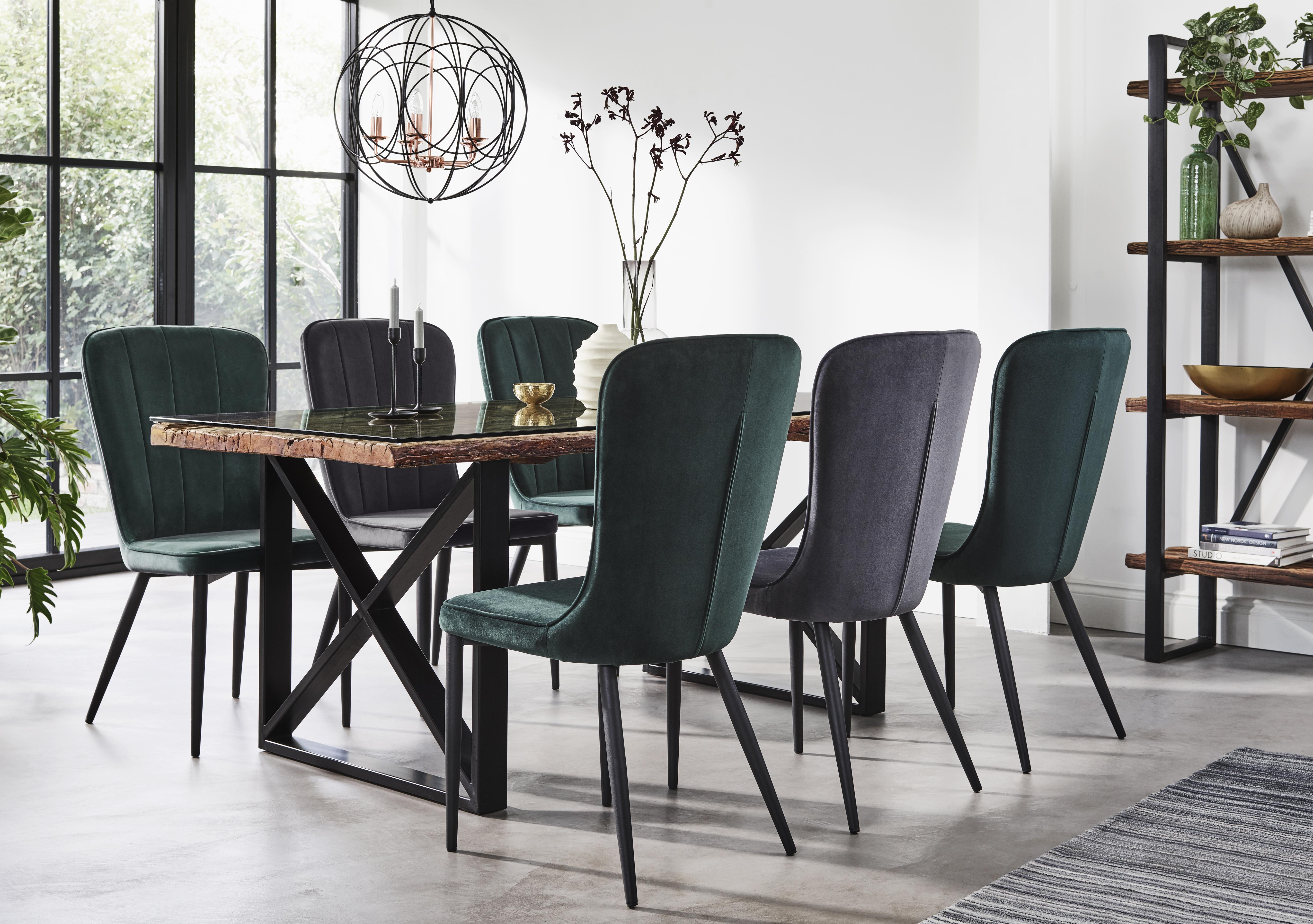 Noir Dining Table with X-Shaped Legs with 6 Chairs Dining Set in  on Furniture Village