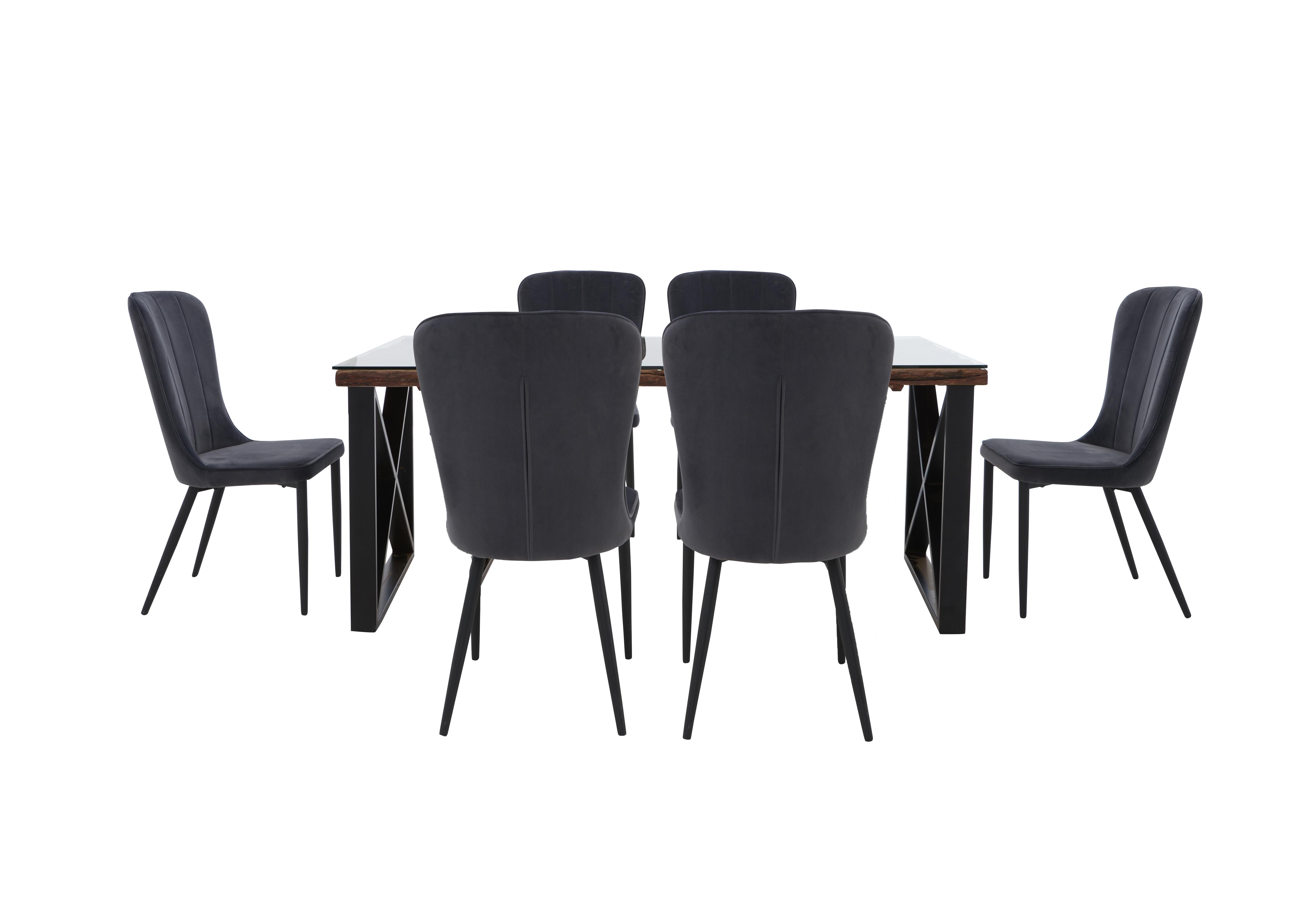 Noir Dining Table with X-Shaped Legs with 6 Chairs Dining Set in Granite on Furniture Village