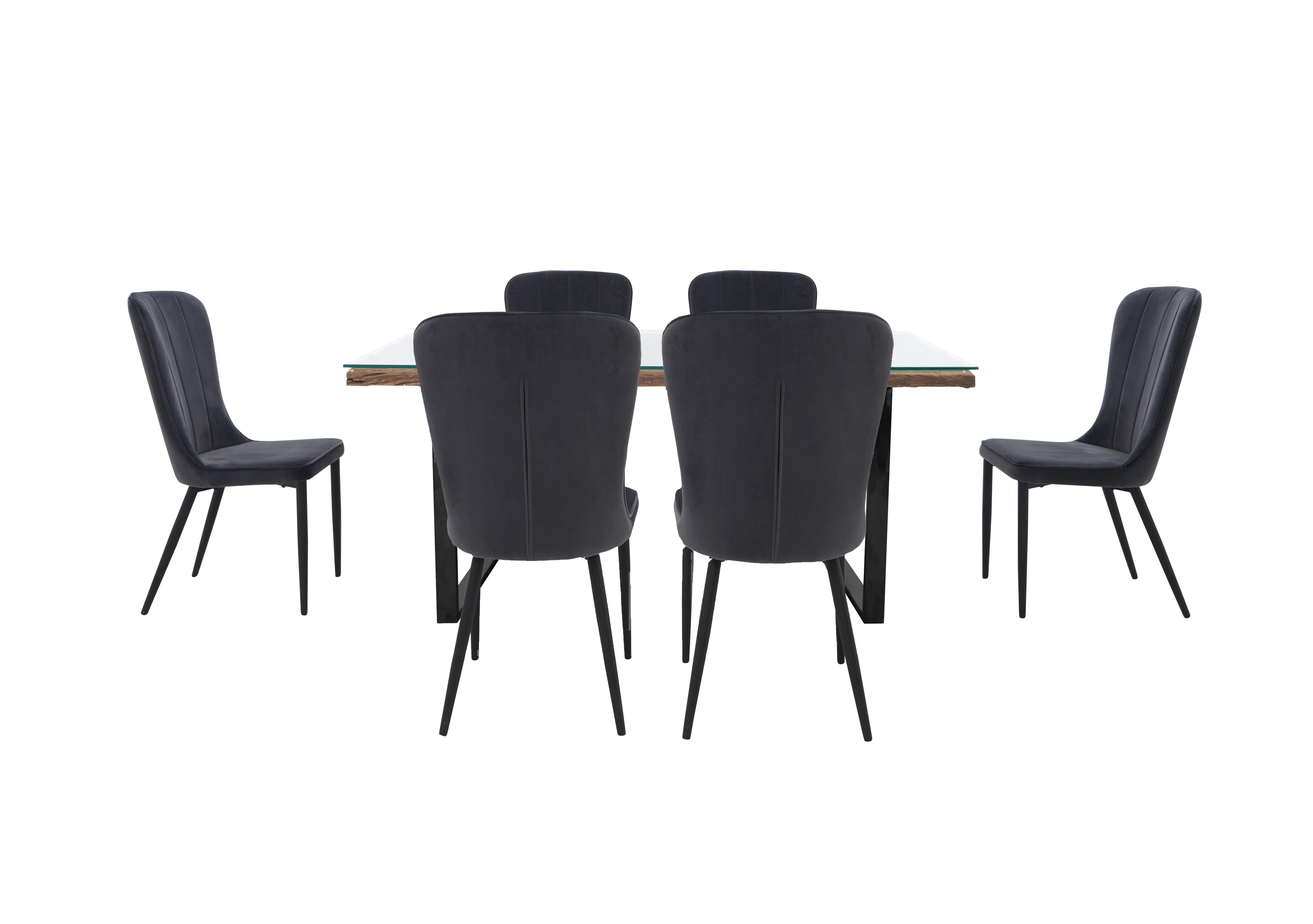 Noir Dining Table with U-Shaped Legs with 6 Chairs Dining Set in Granite on Furniture Village