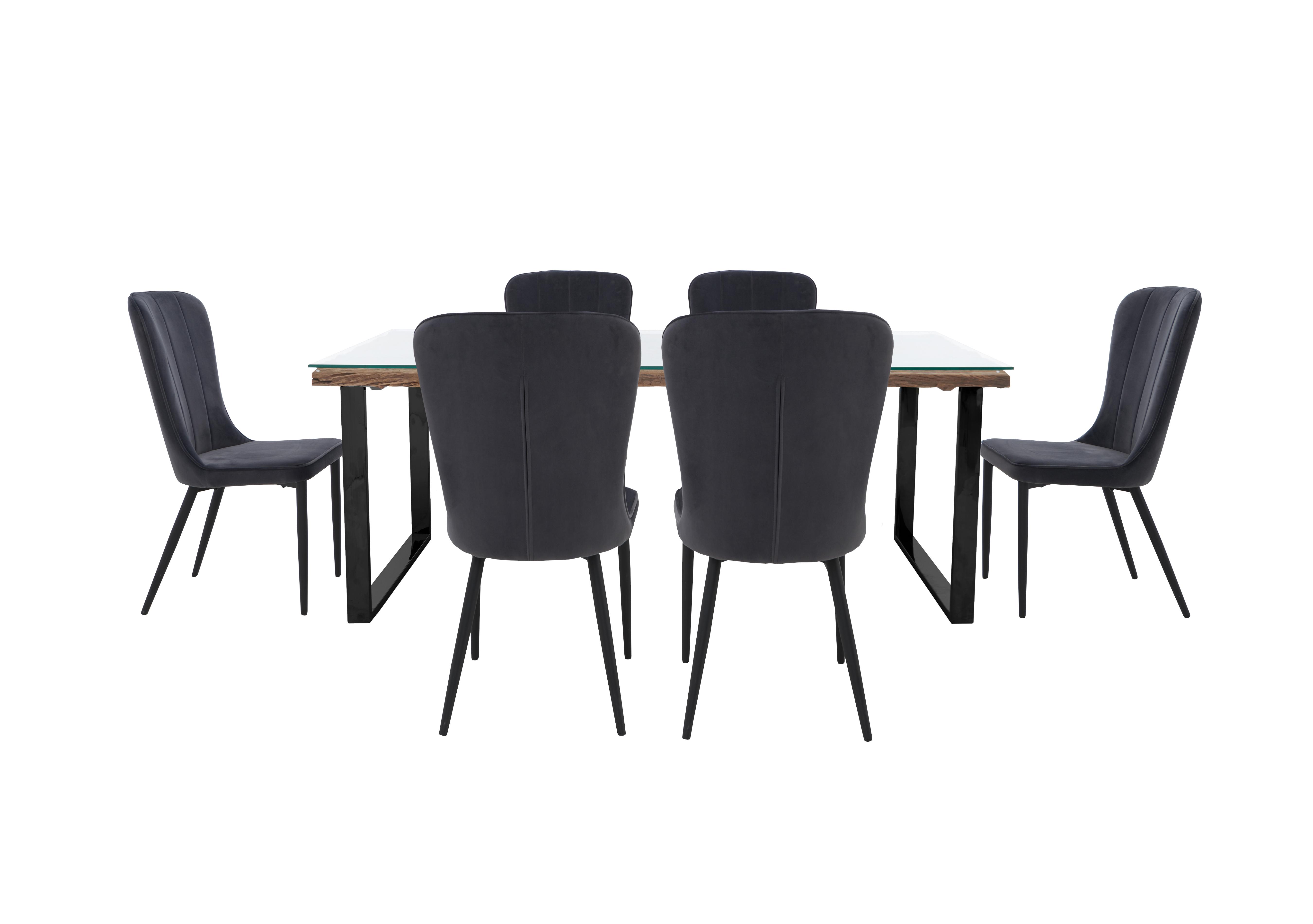Noir Dining Table with U-Shaped Legs with 6 Chairs Dining Set in Granite on Furniture Village