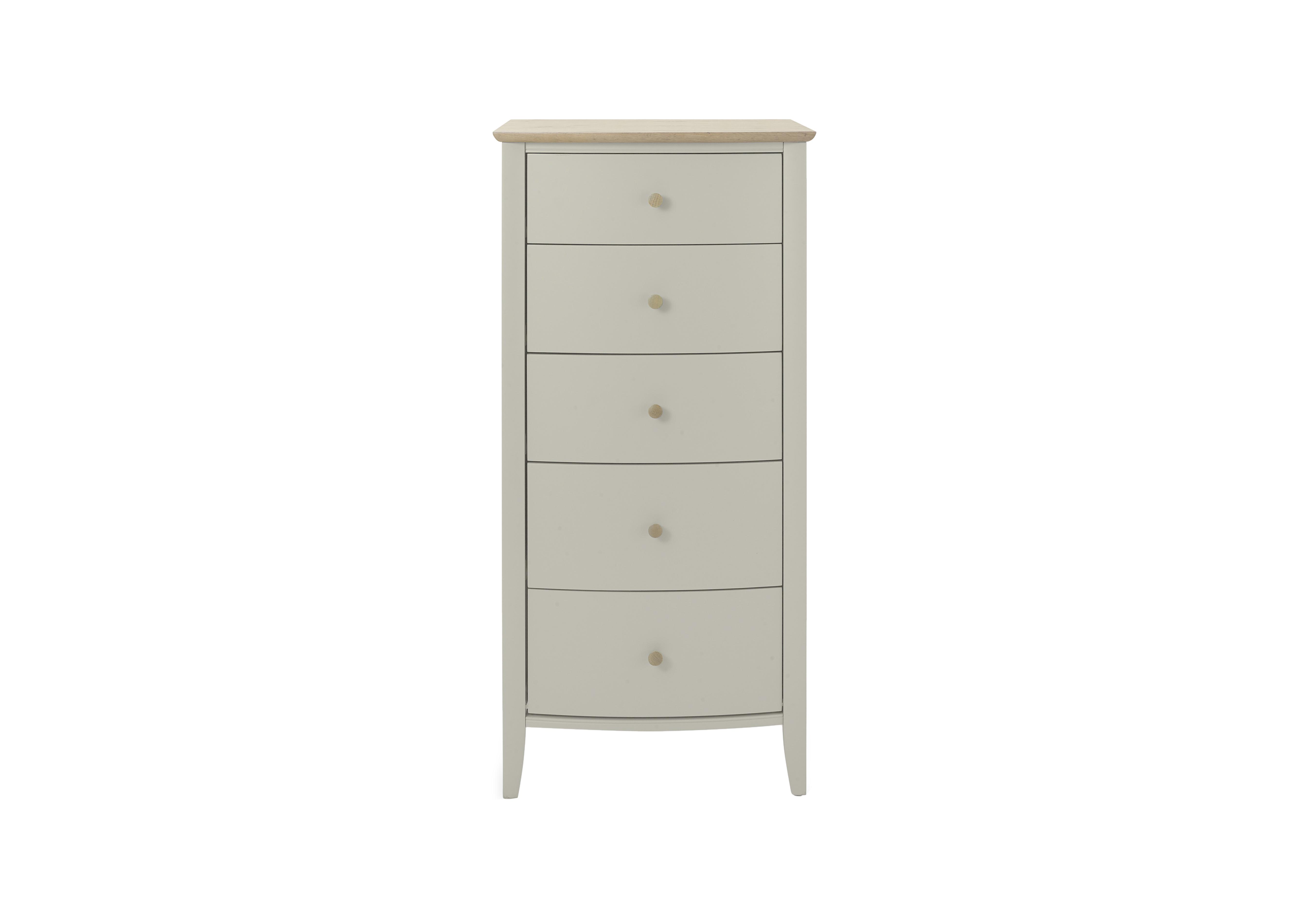 Cotswold 5 Drawer Narrow Chest in Soft Grey on Furniture Village