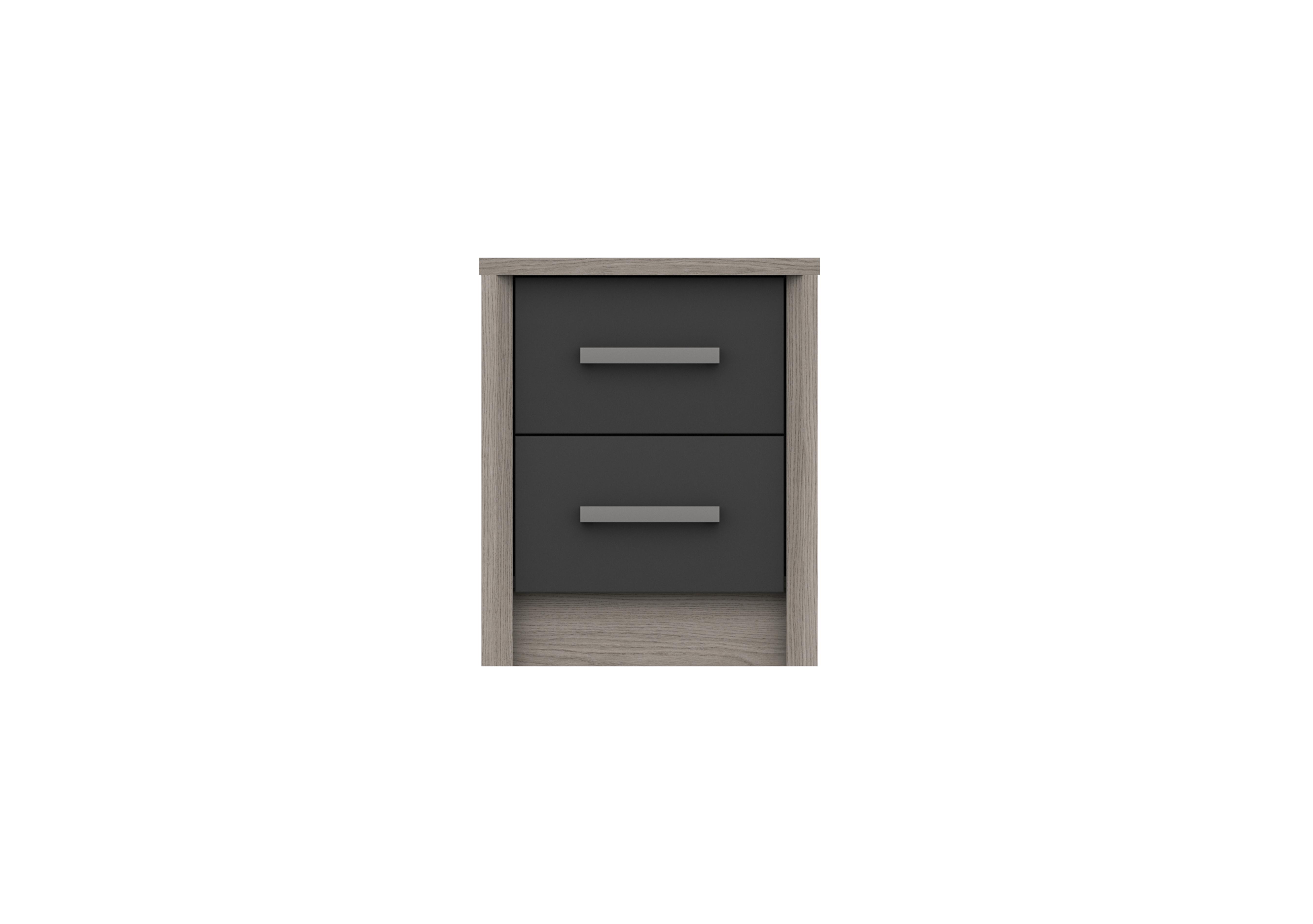 Euston 2 Drawer Bedside Chest in Grey Oak / Graphite Gloss on Furniture Village