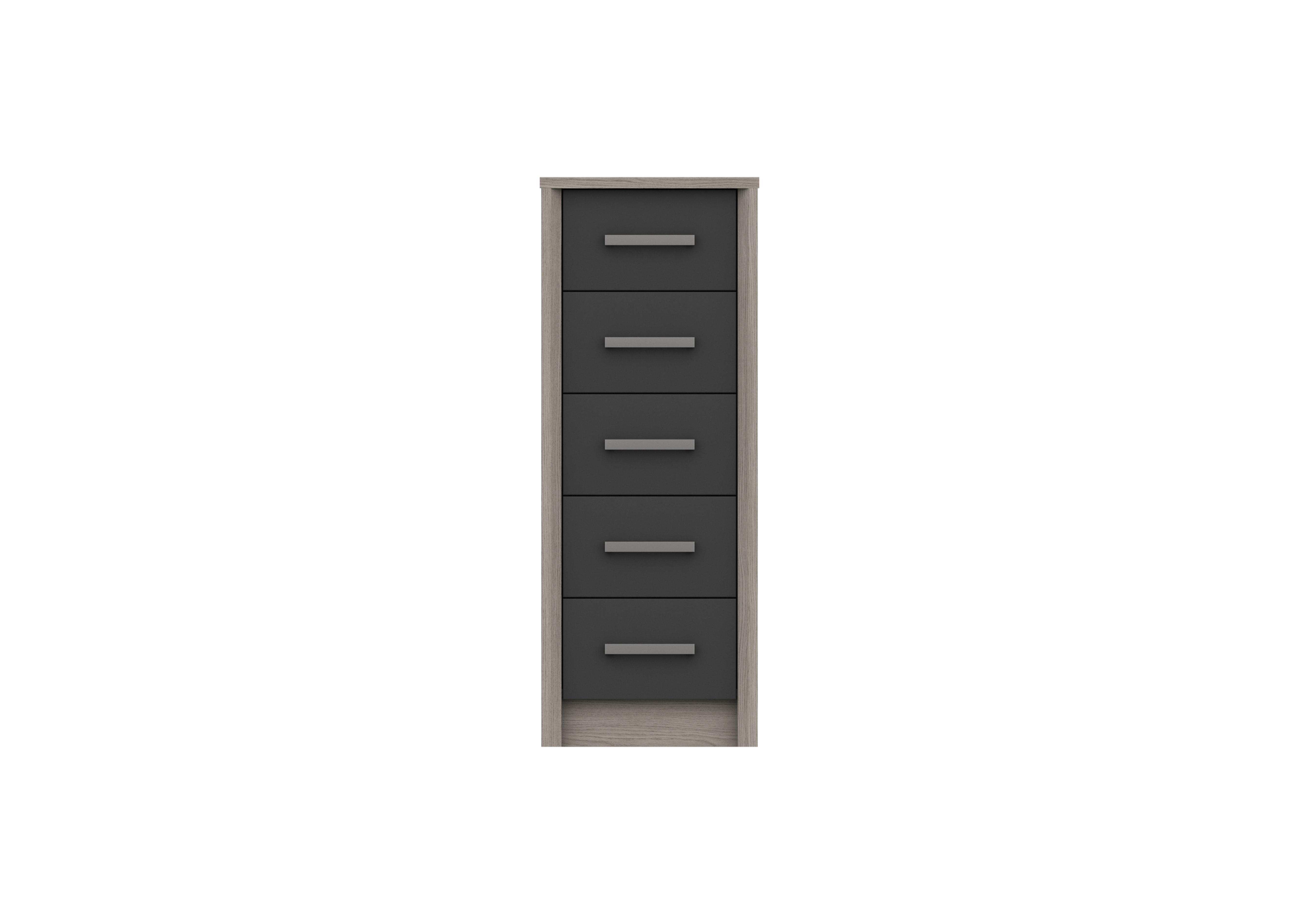 Euston 5 Drawer Narrow Chest in Grey Oak / Graphite Gloss on Furniture Village