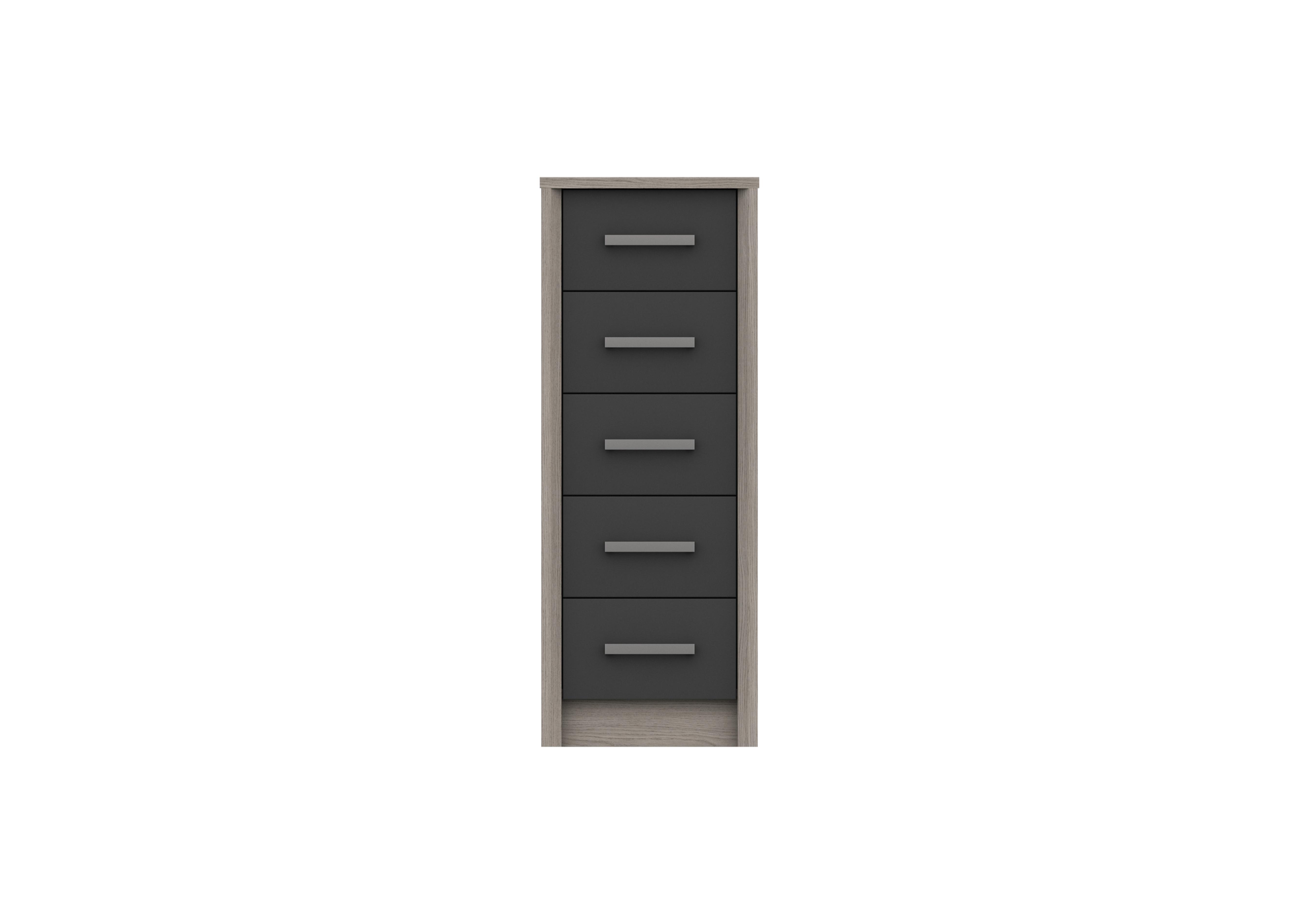 Euston 5 Drawer Narrow Chest in Grey Oak / Graphite Gloss on Furniture Village