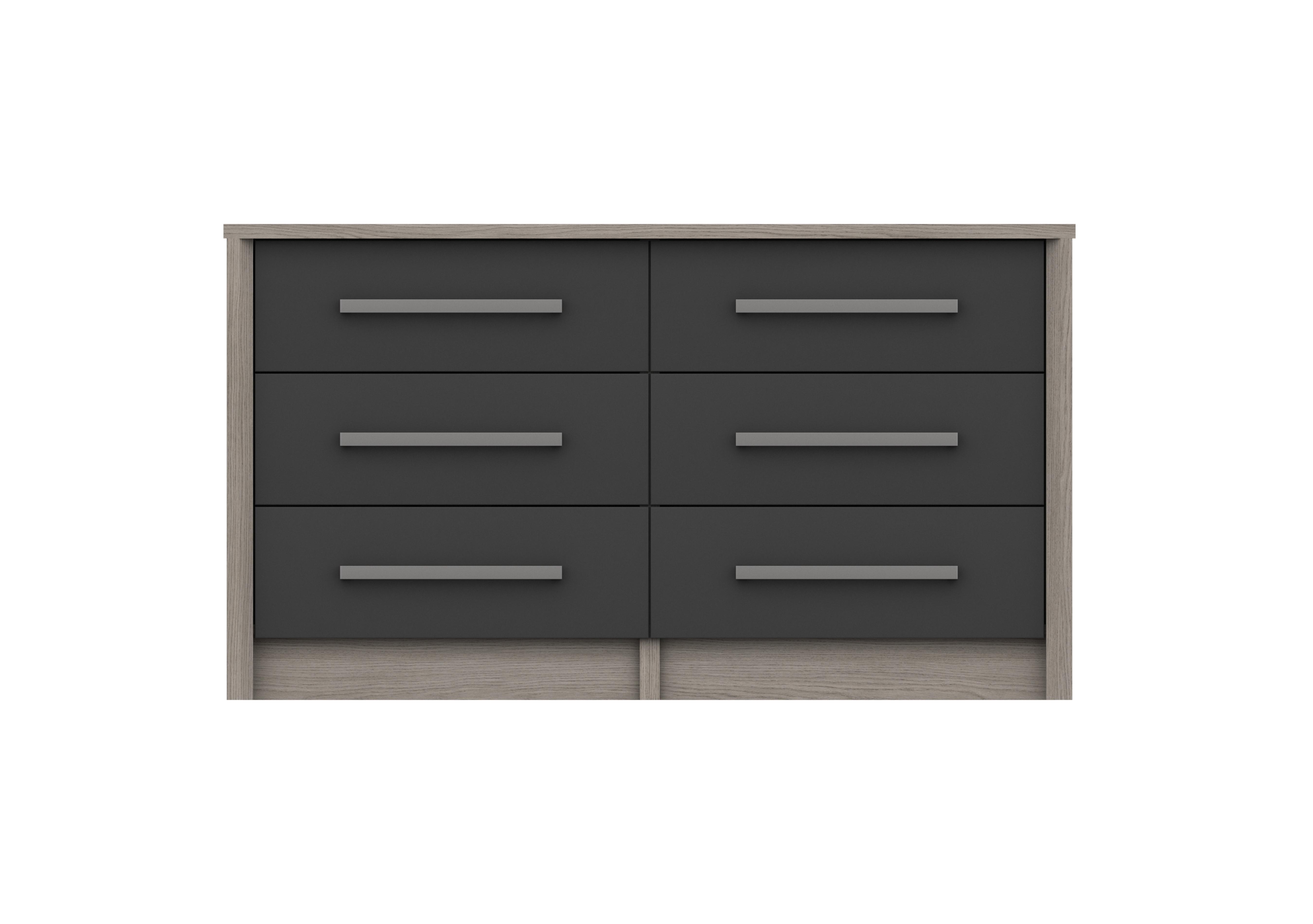 Euston 6 Drawer Wide Chest in Grey Oak / Graphite Gloss on Furniture Village