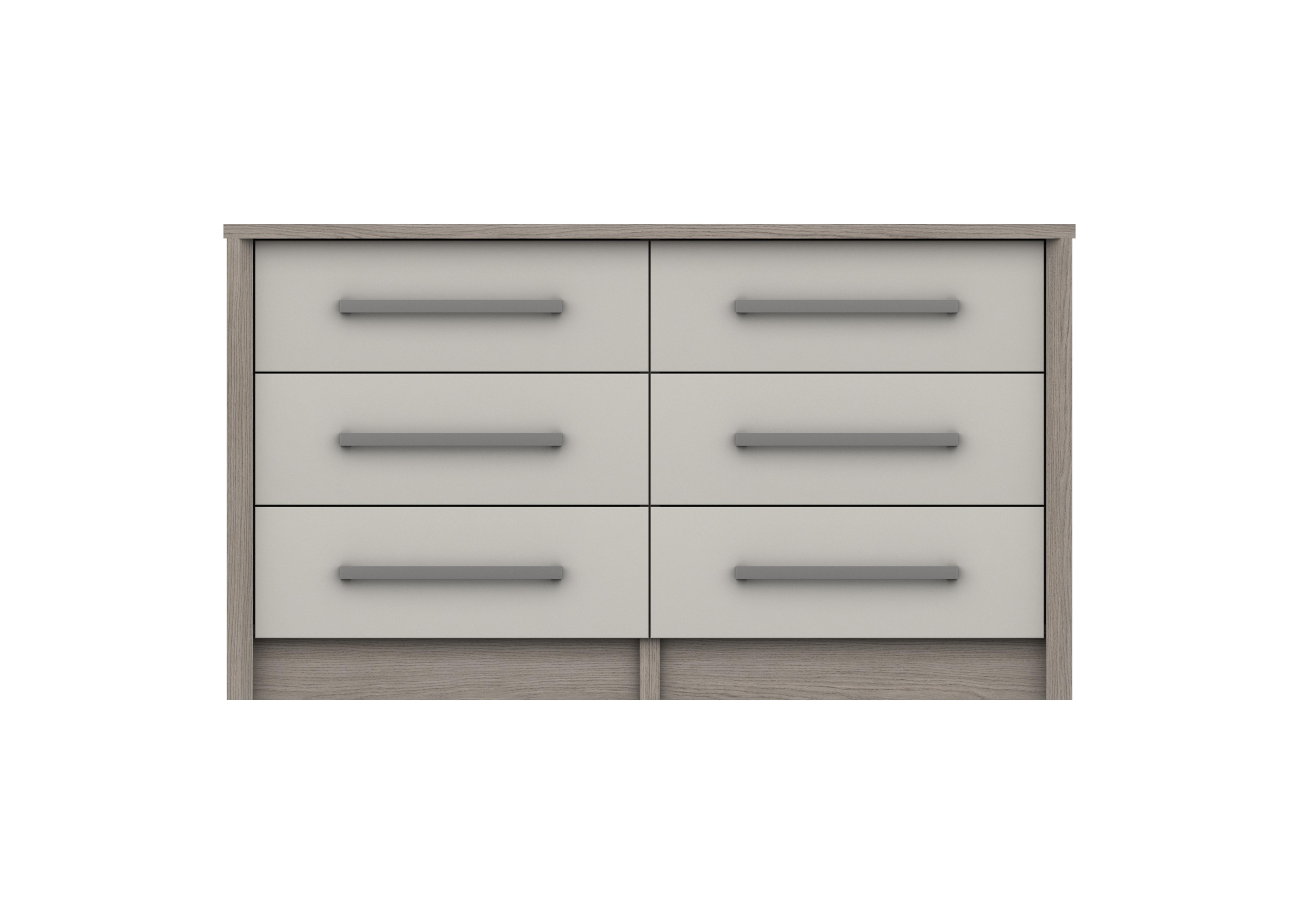 Euston 6 Drawer Wide Chest in Grey Oak / White Grey Gloss on Furniture Village