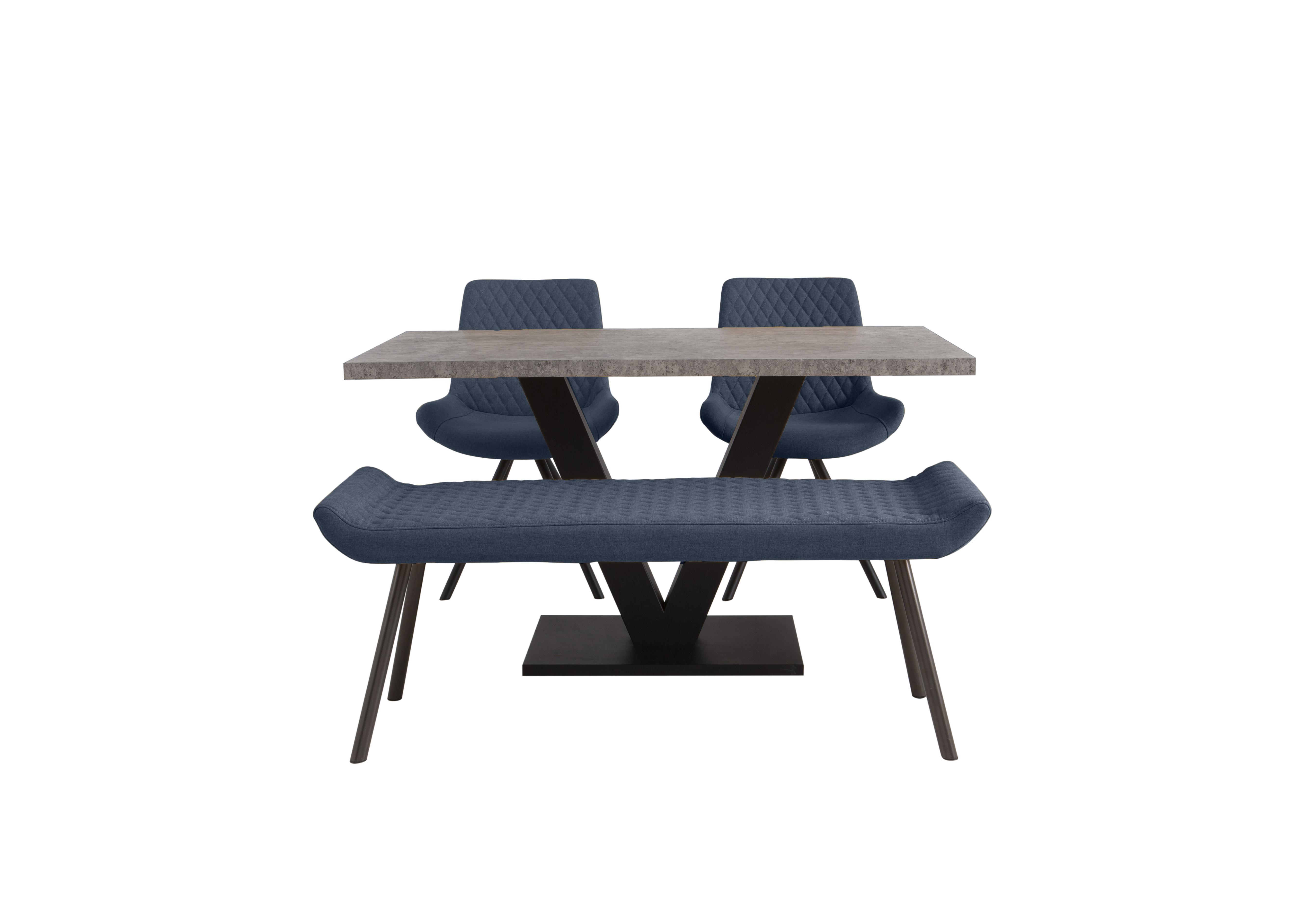 Rocket Dining Table, 2 Chairs and Low Bench Dining Set in Mineral Blue on Furniture Village