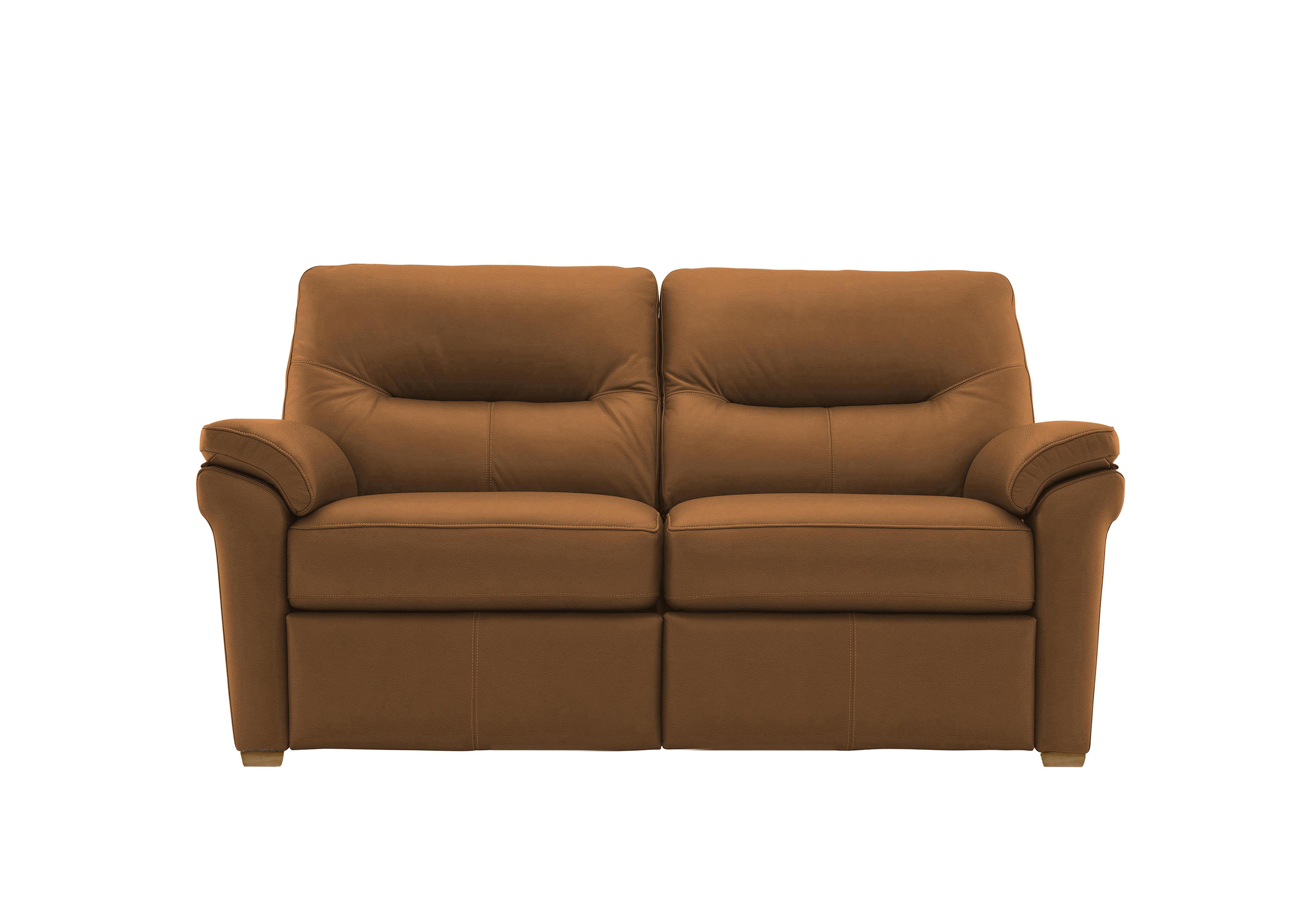 Seattle 2 Seater Leather Sofa with Wooden Feet in L847 Cambridge Tan Ok on Furniture Village