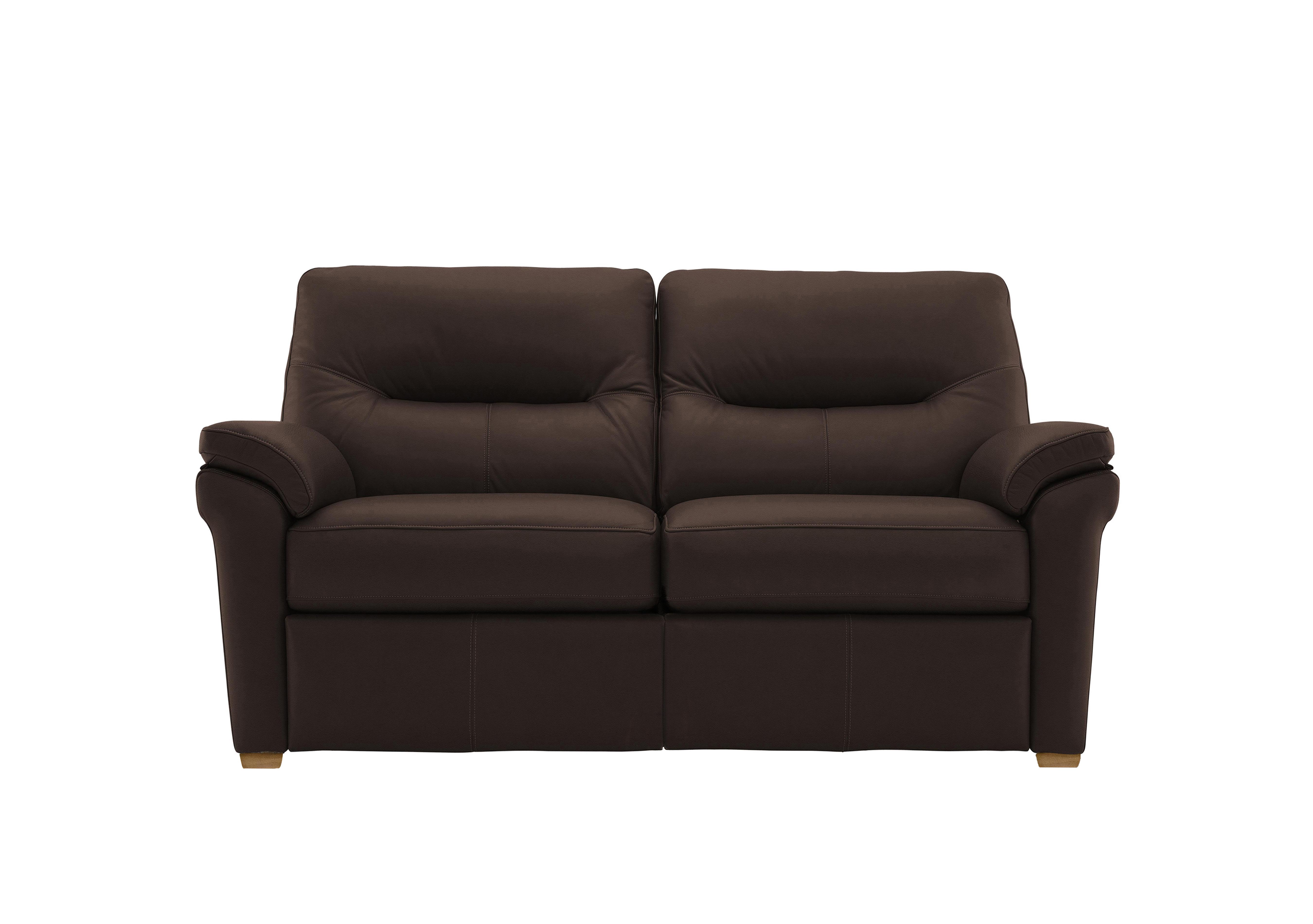 Seattle 2 Seater Leather Sofa with Wooden Feet in P200 Capri Chocolate Ok on Furniture Village