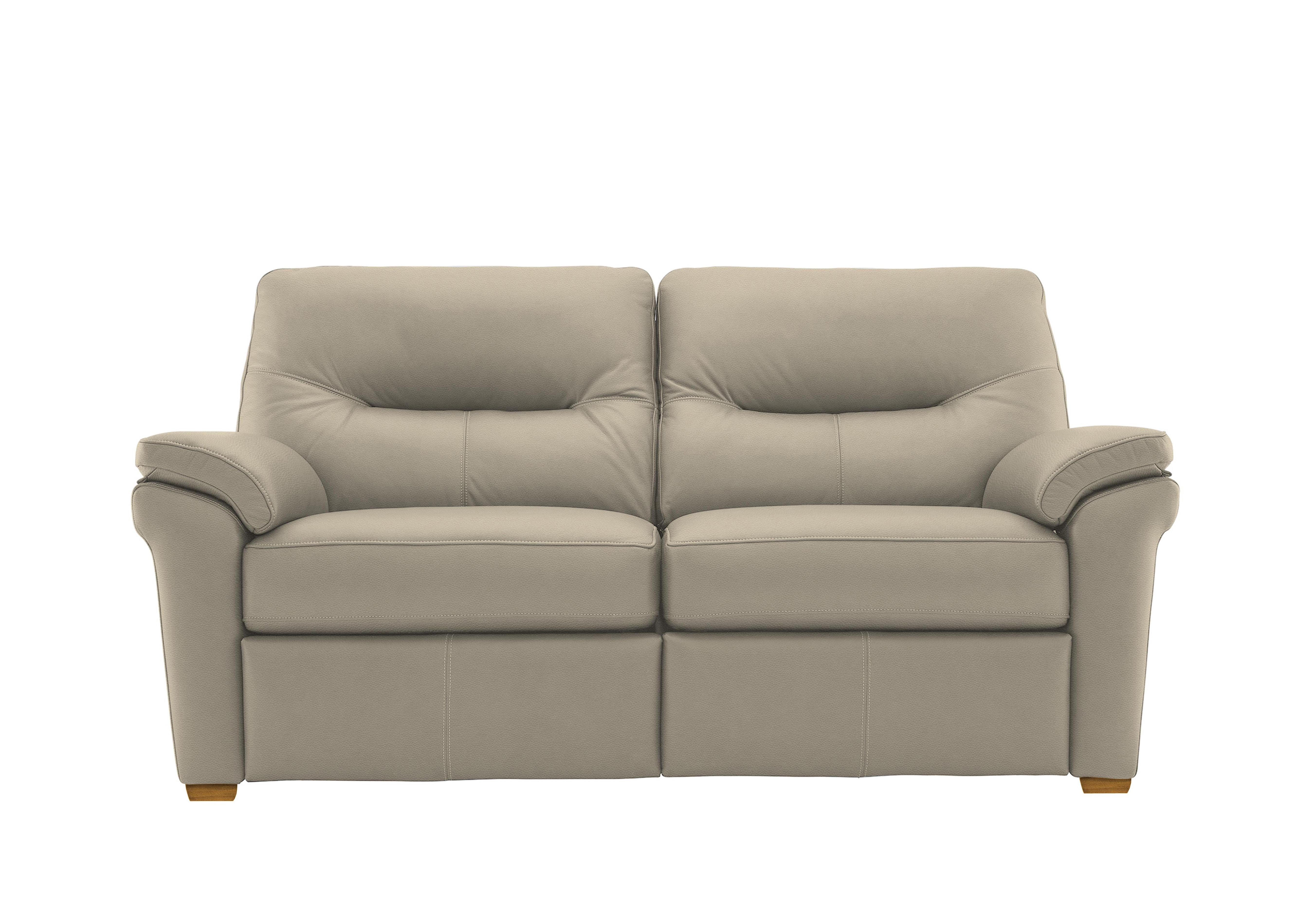 Seattle 2.5 Seater Leather Sofa with Wooden Feet in H001 Oxford Mushroom Ok on Furniture Village