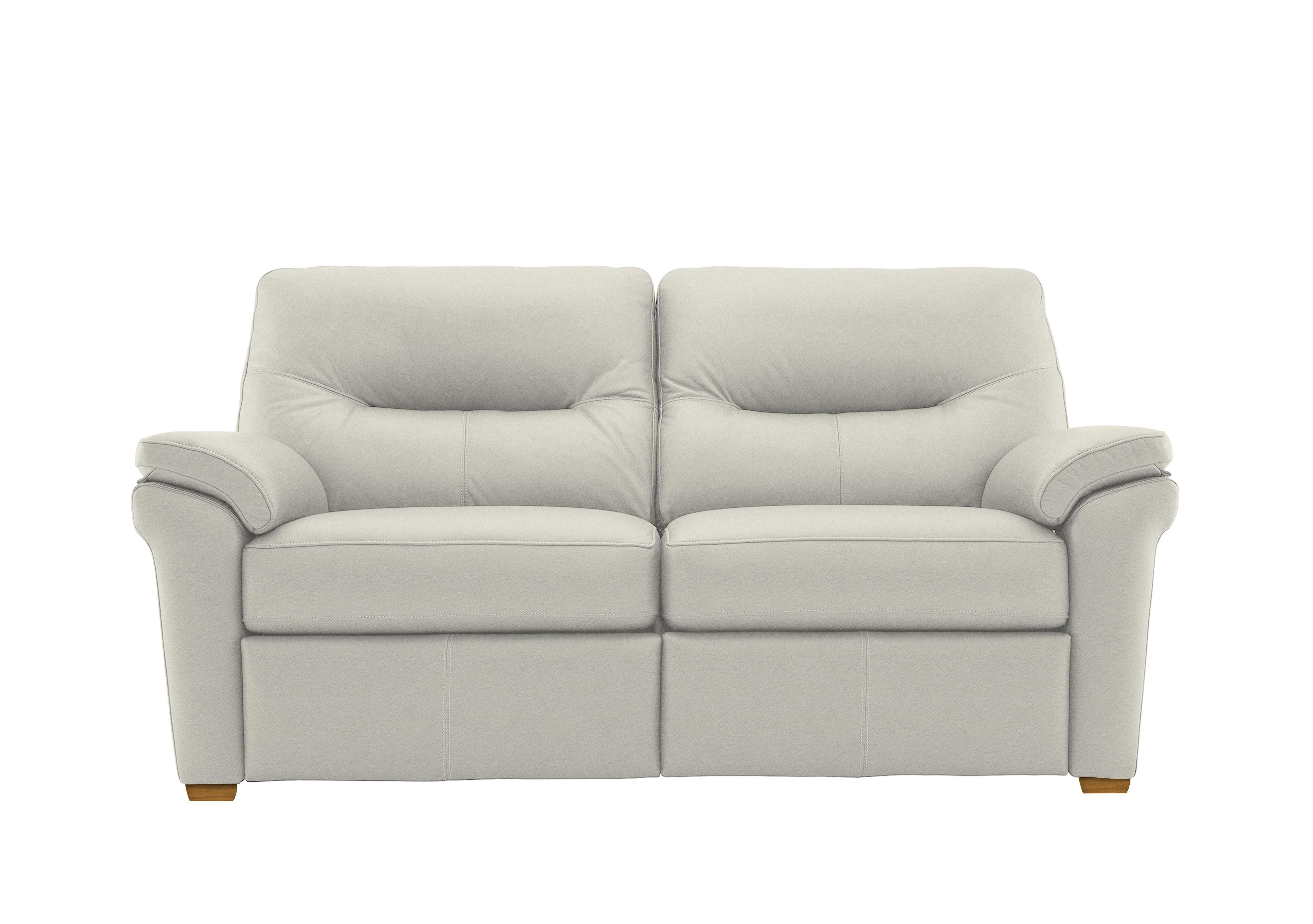 Seattle 2.5 Seater Leather Sofa with Wooden Feet in H006 Oxford Light Grey Ok on Furniture Village