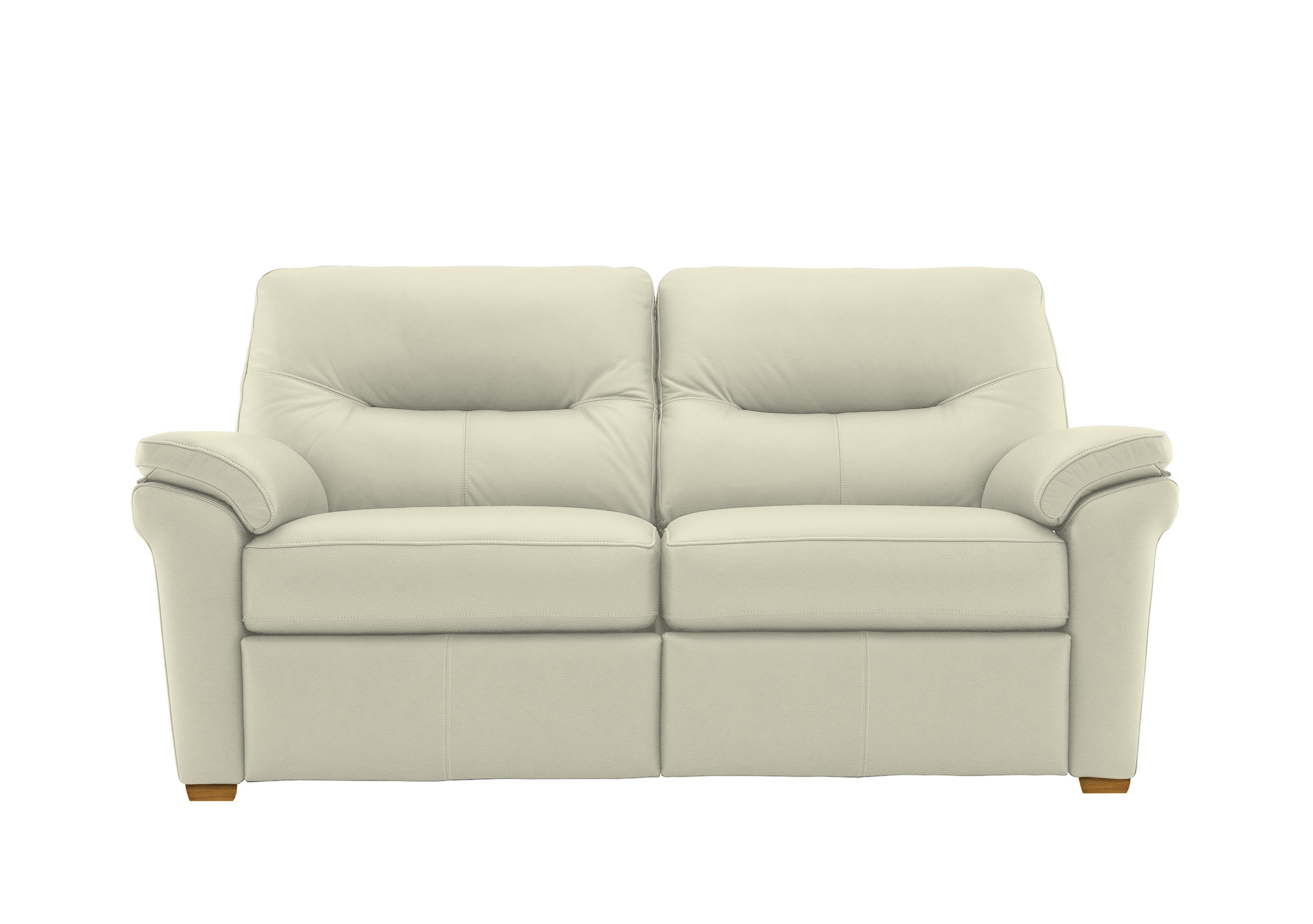 Seattle 2.5 Seater Leather Sofa with Wooden Feet in L840 Cambridge Chalk Ok on Furniture Village