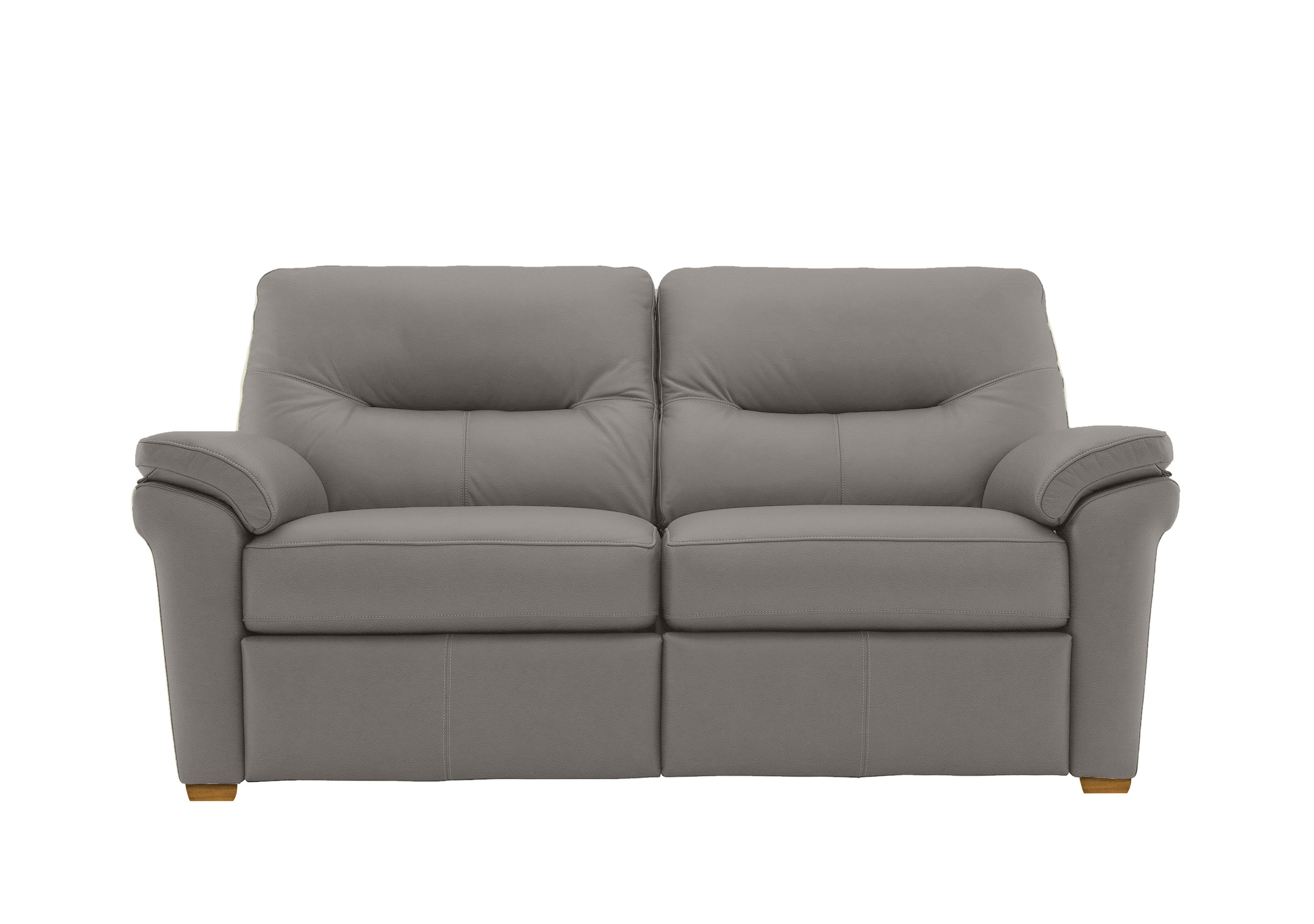 Seattle 2.5 Seater Leather Sofa with Wooden Feet in L842 Cambridge Grey Ok on Furniture Village