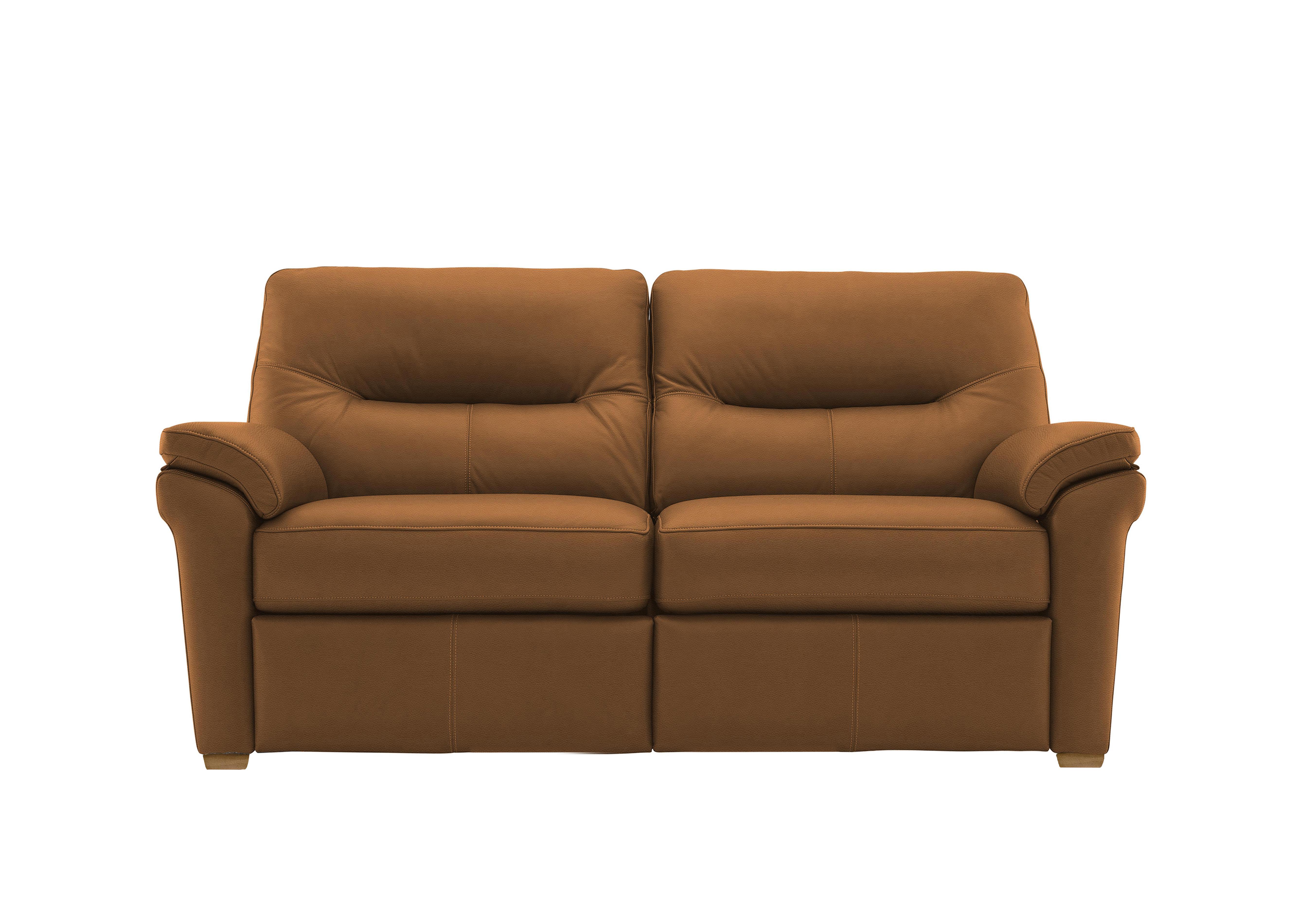 Seattle 2.5 Seater Leather Sofa with Wooden Feet in L847 Cambridge Tan Ok on Furniture Village