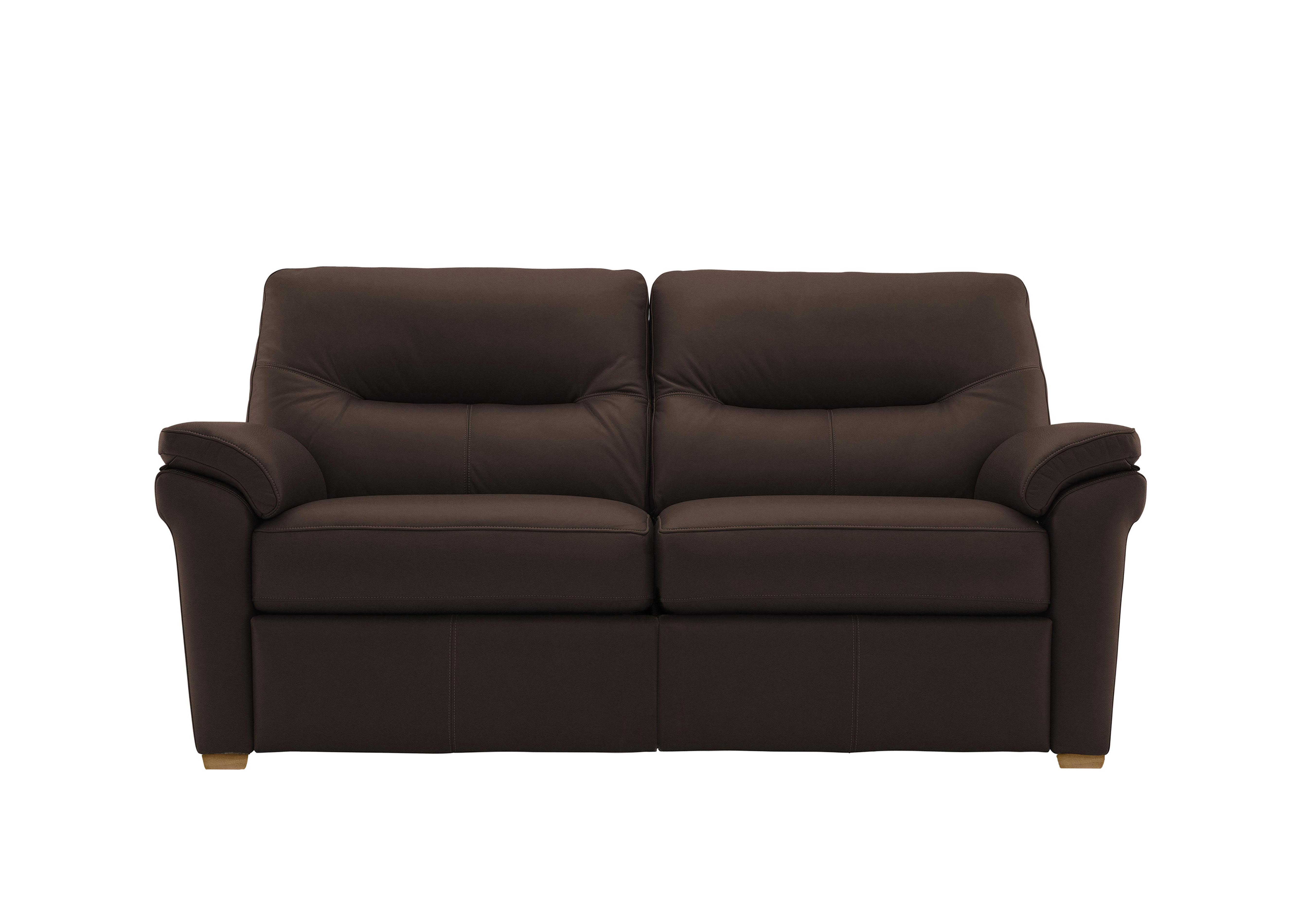 Seattle 2.5 Seater Leather Sofa with Wooden Feet in P200 Capri Chocolate Ok on Furniture Village