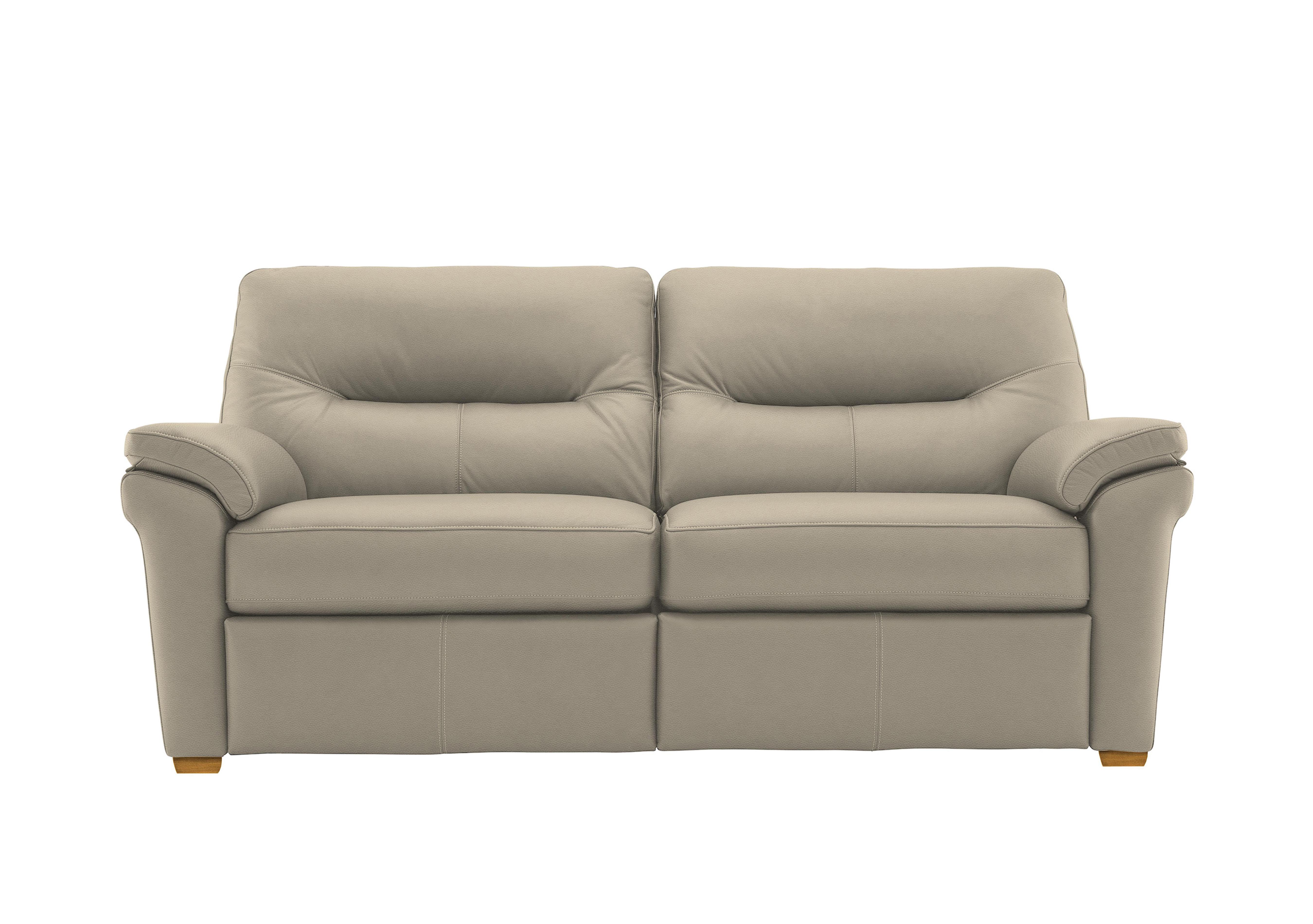 Seattle 3 Seater Leather Sofa with Wooden Feet in H001 Oxford Mushroom Ok on Furniture Village