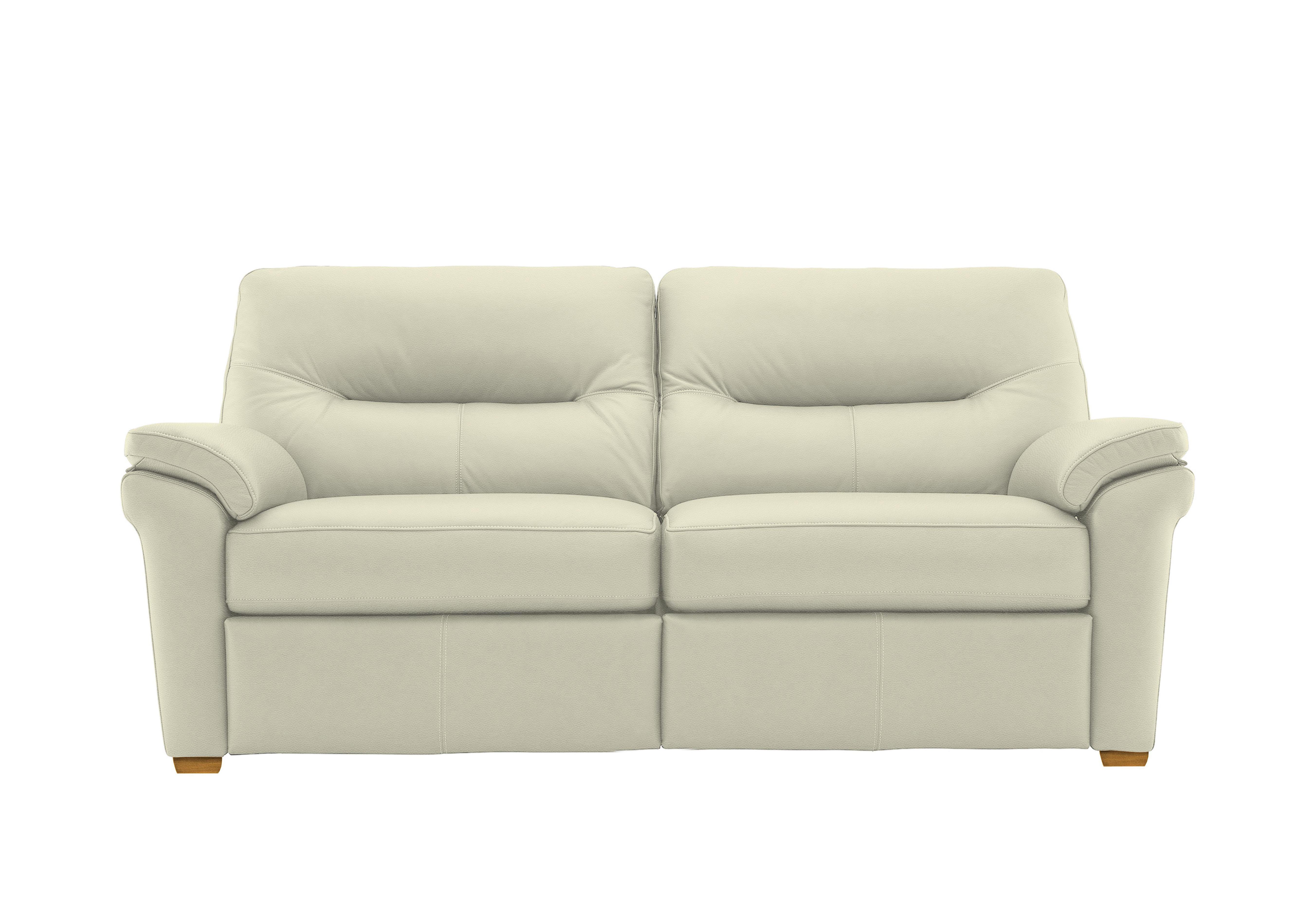 Seattle 3 Seater Leather Sofa with Wooden Feet in L840 Cambridge Chalk Ok on Furniture Village