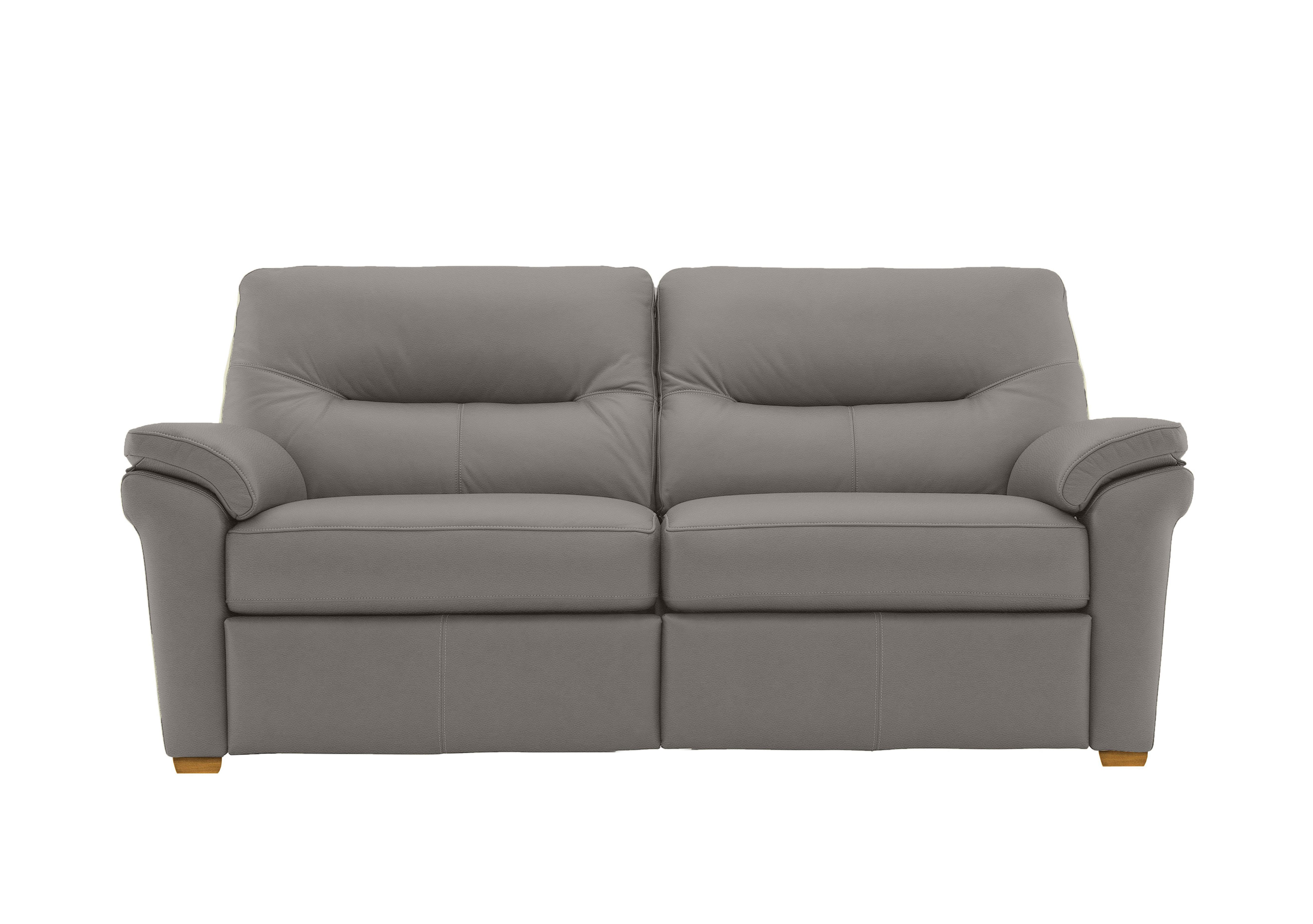 Seattle 3 Seater Leather Sofa with Wooden Feet in L842 Cambridge Grey Ok on Furniture Village