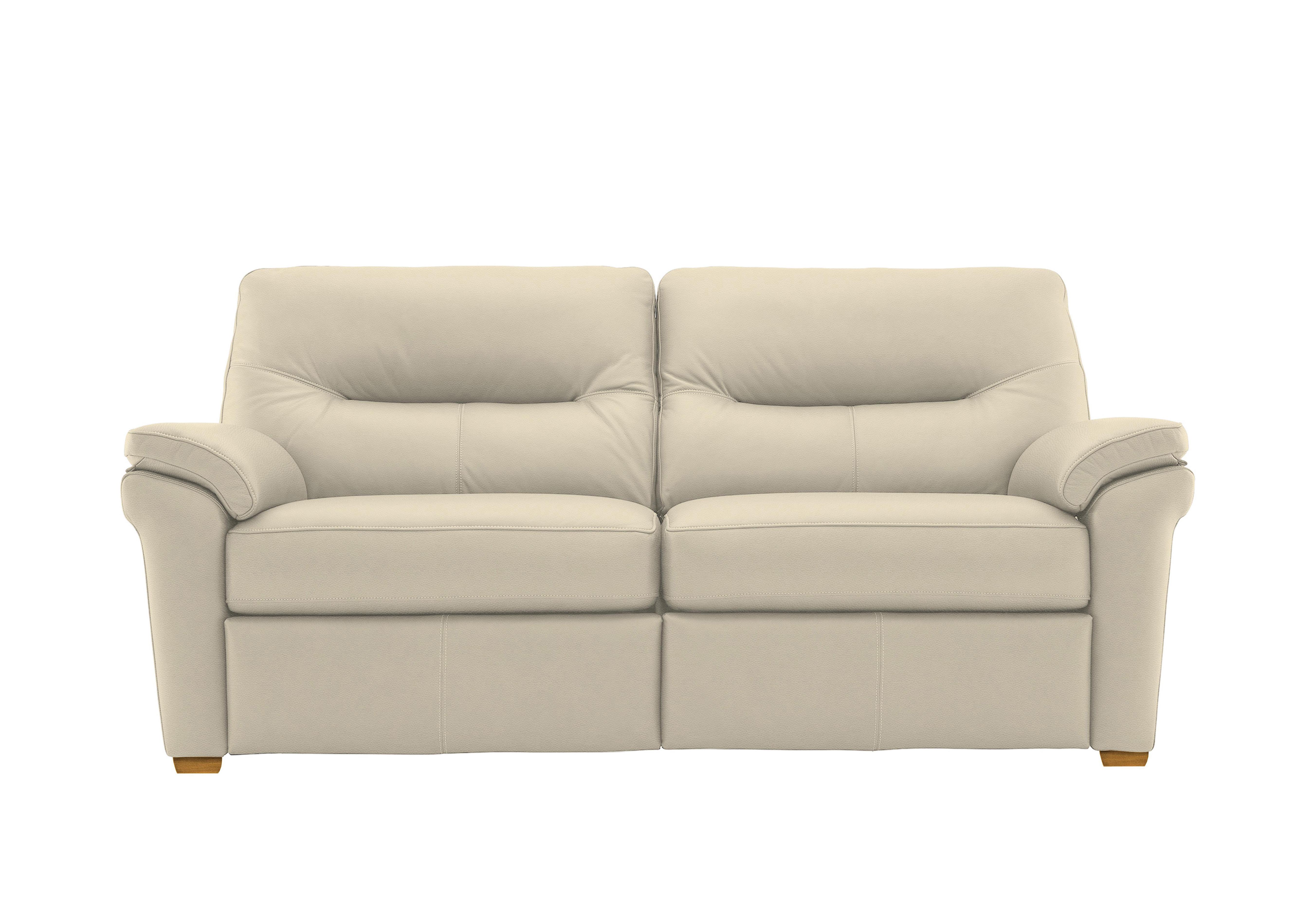 Seattle 3 Seater Leather Sofa with Wooden Feet in L843 Cambridge Stone Ok on Furniture Village
